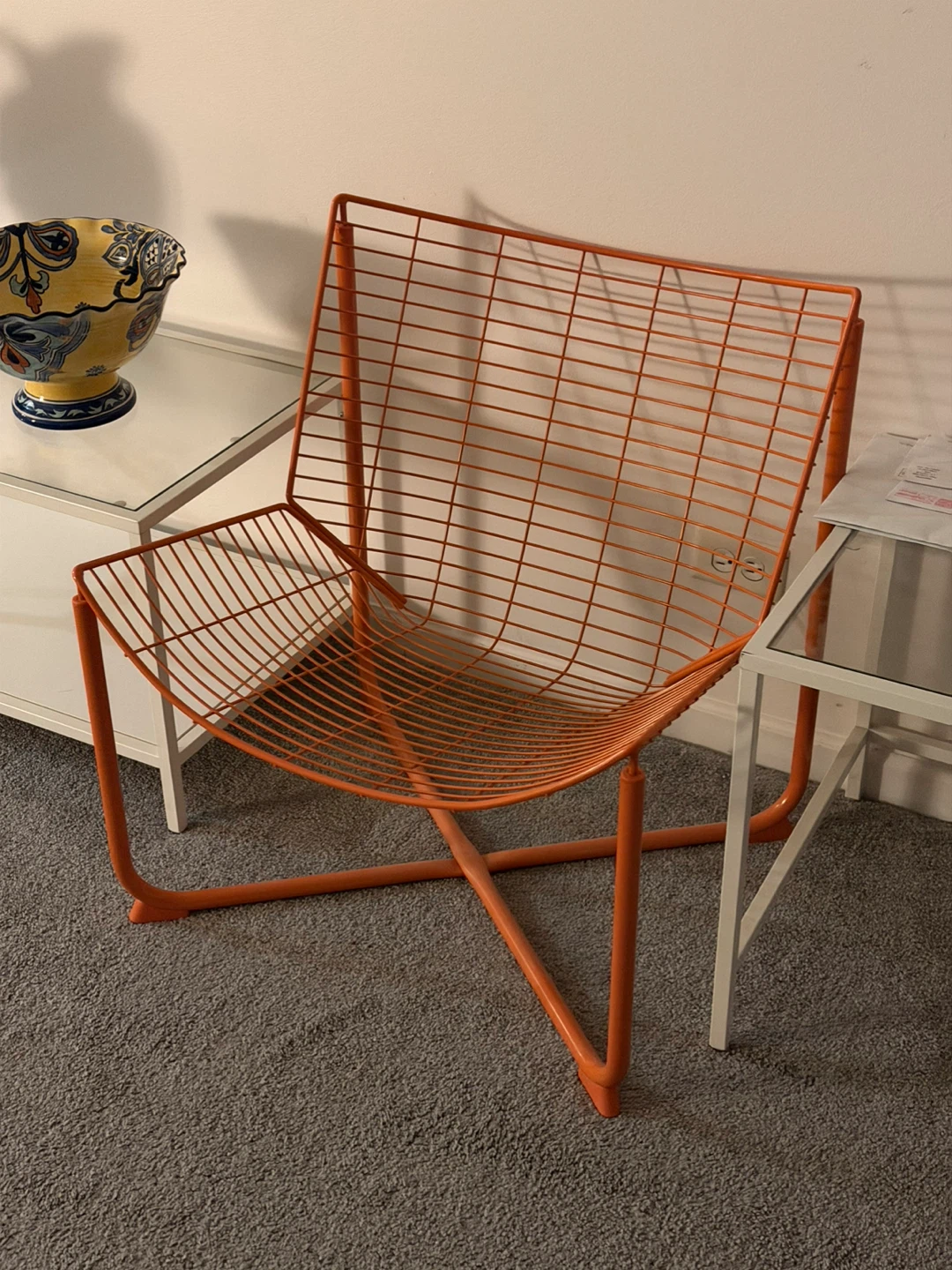 Orange Metal Wire Lounge Chair