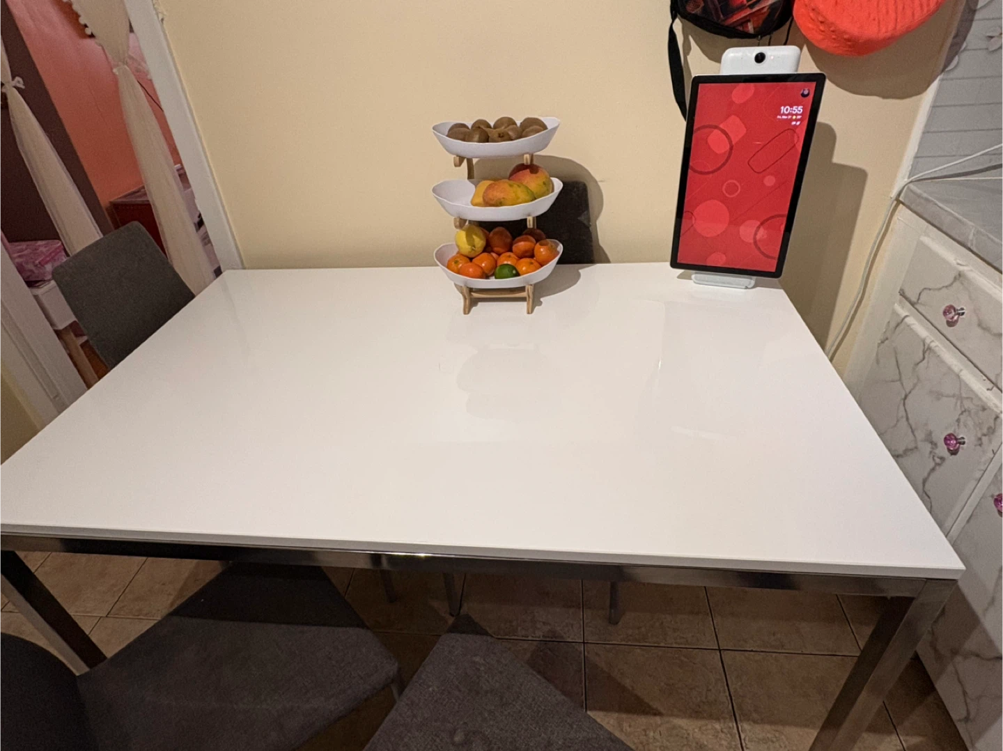 White Dining Table with Metal Legs