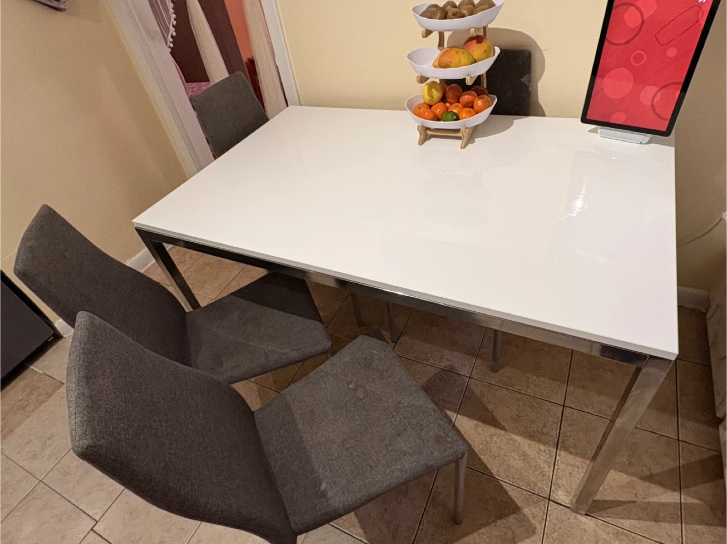 White Dining Table with Metal Legs - photo 2