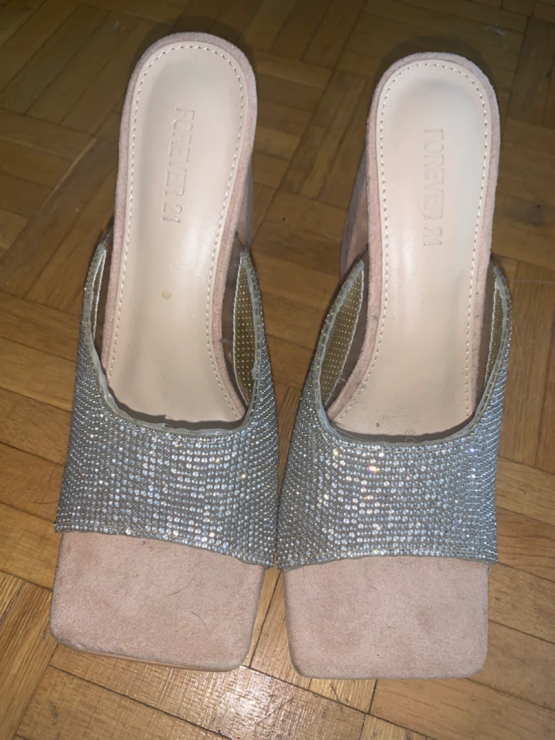 Forever 21 Rhinestone Block Heel Mules - Size 7