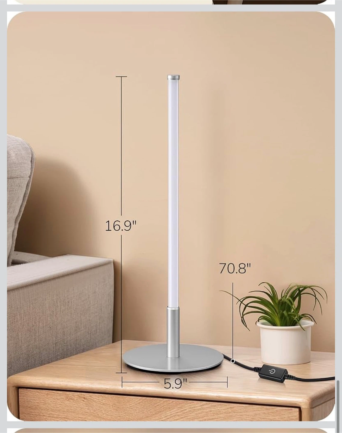 Edshing LED Corner Table Lamp, Silver - photo 2