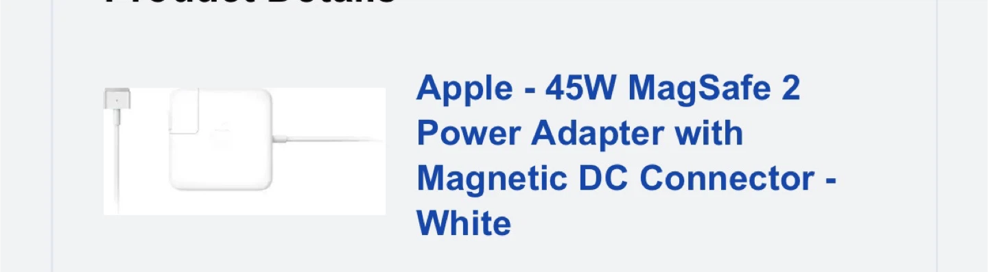Apple 45W MagSafe 2 Power Adapter - White - photo 2