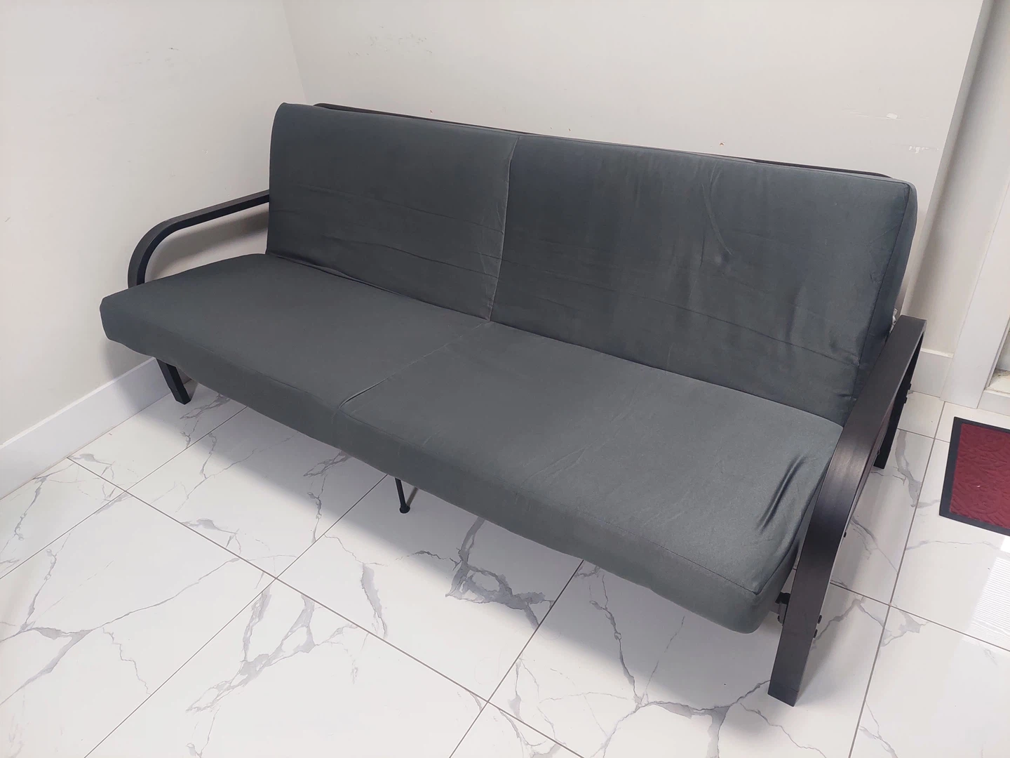 Grey Futon Sofa Bed with Metal Frame