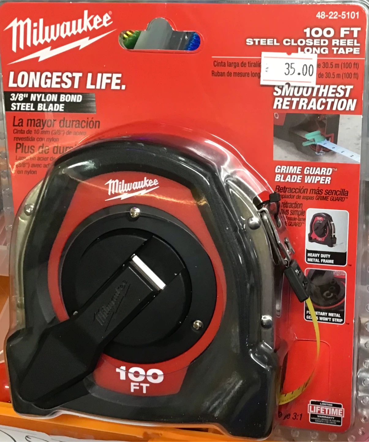 Milwaukee 100 FT Steel Closed Reel Long Tape Measure