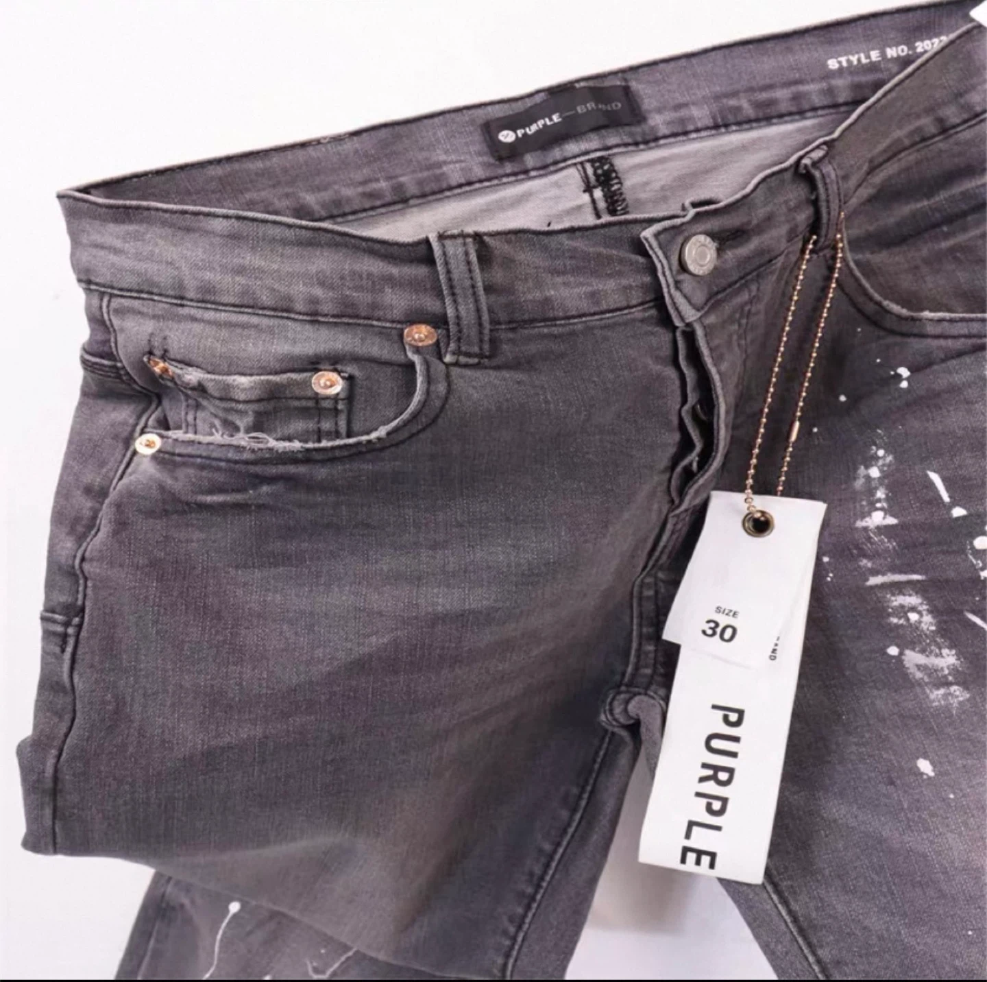 Purple Brand Distressed Paint Splatter Jeans - Size 30 - photo 4