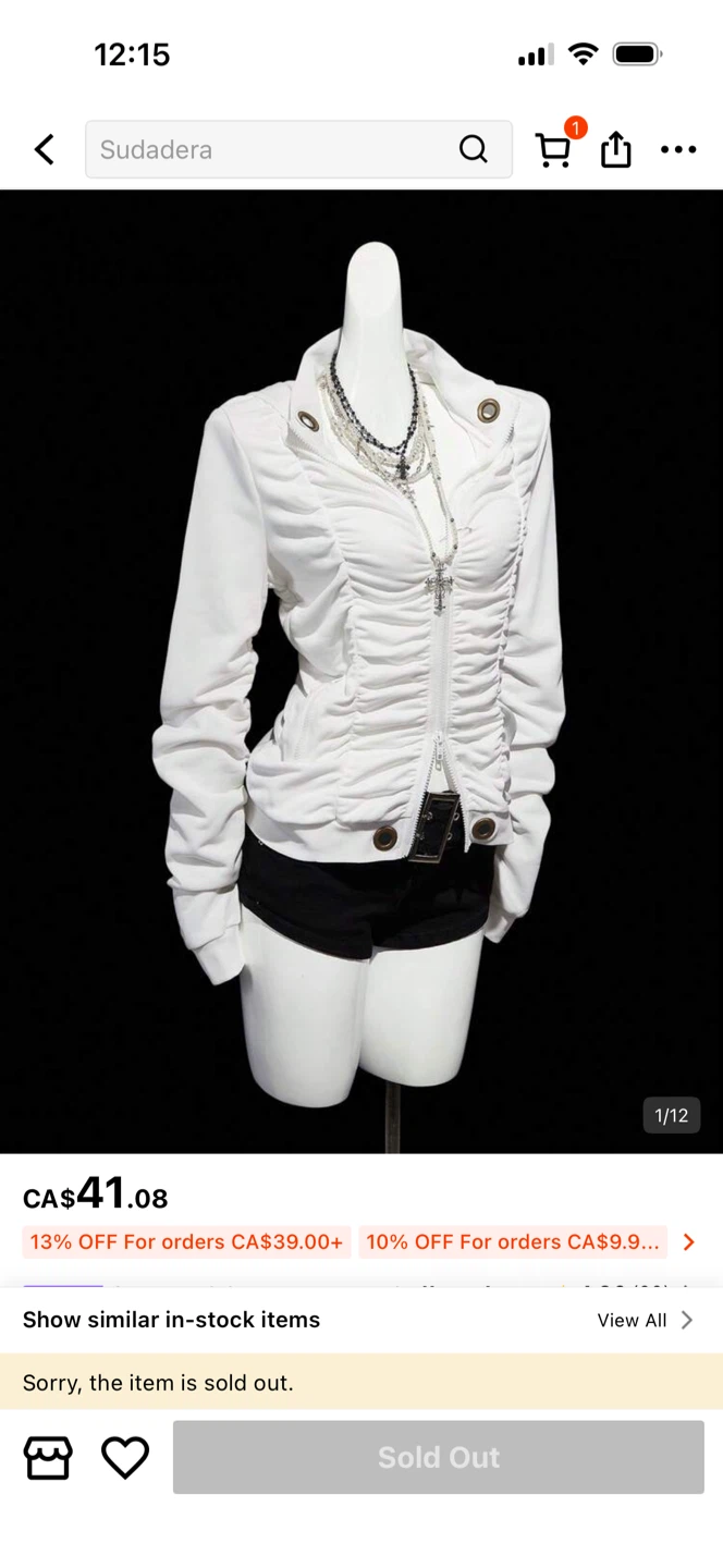 White Ruched Zip-Up Hoodie