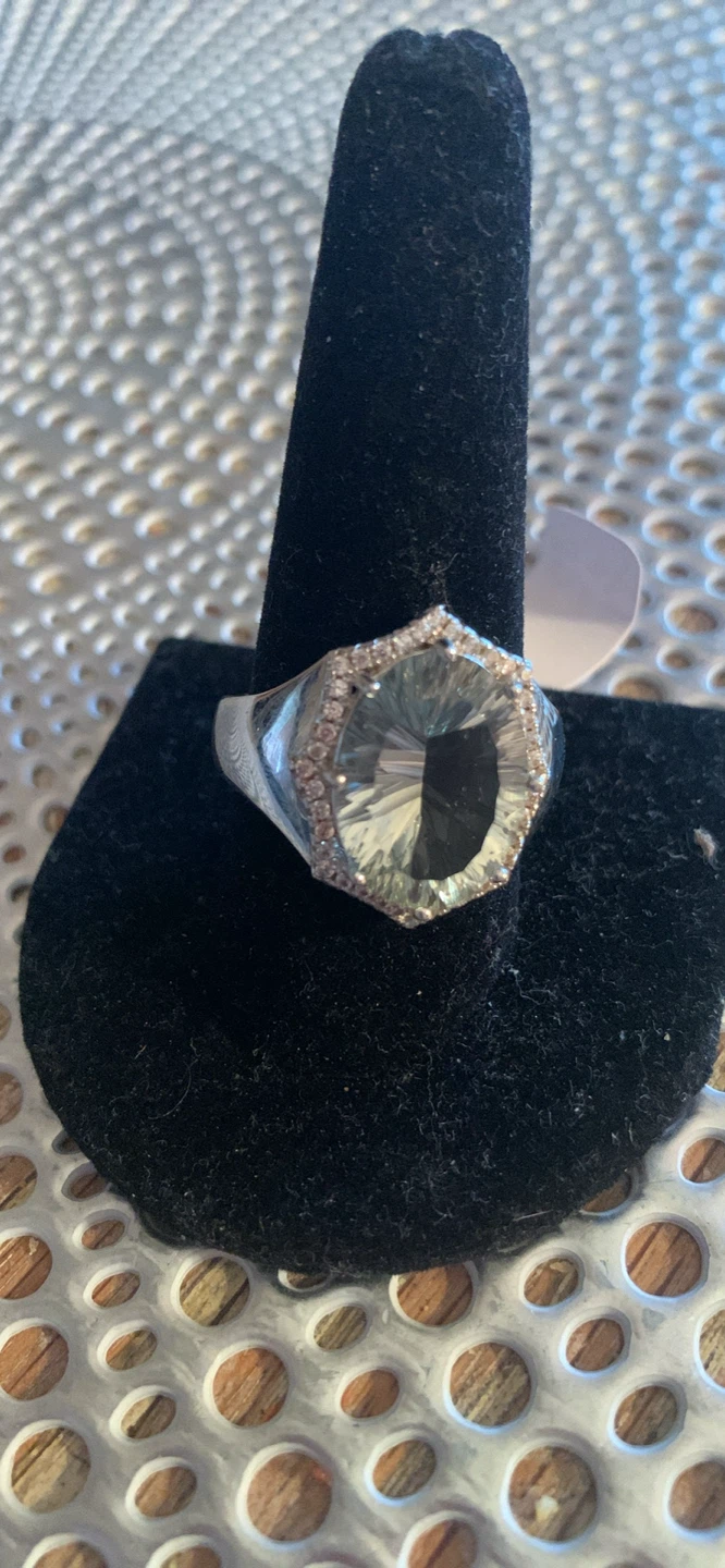 Statement Ring prasiolite  Gemstone and CZ Accents - photo 4