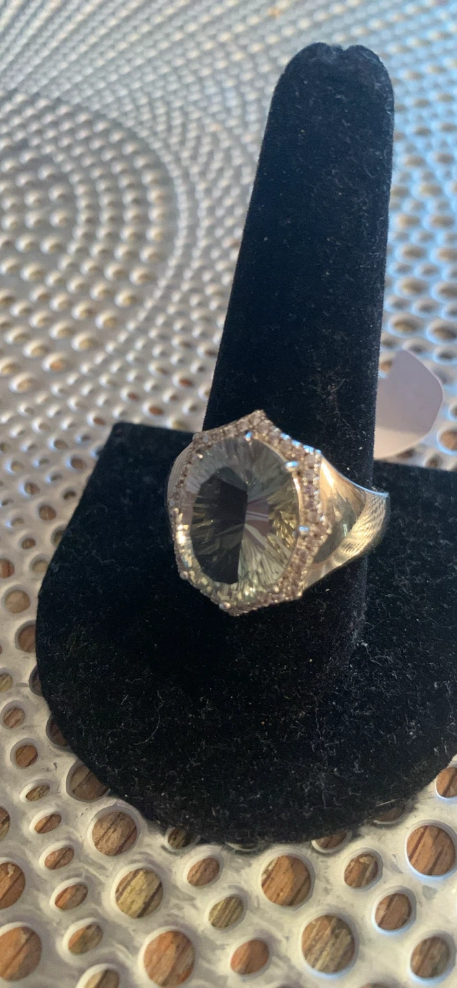 Statement Ring prasiolite  Gemstone and CZ Accents - photo 3
