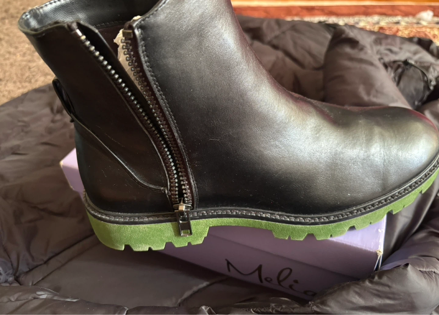 Call It Spring Black Vegan Leather Ankle Boots Size 10