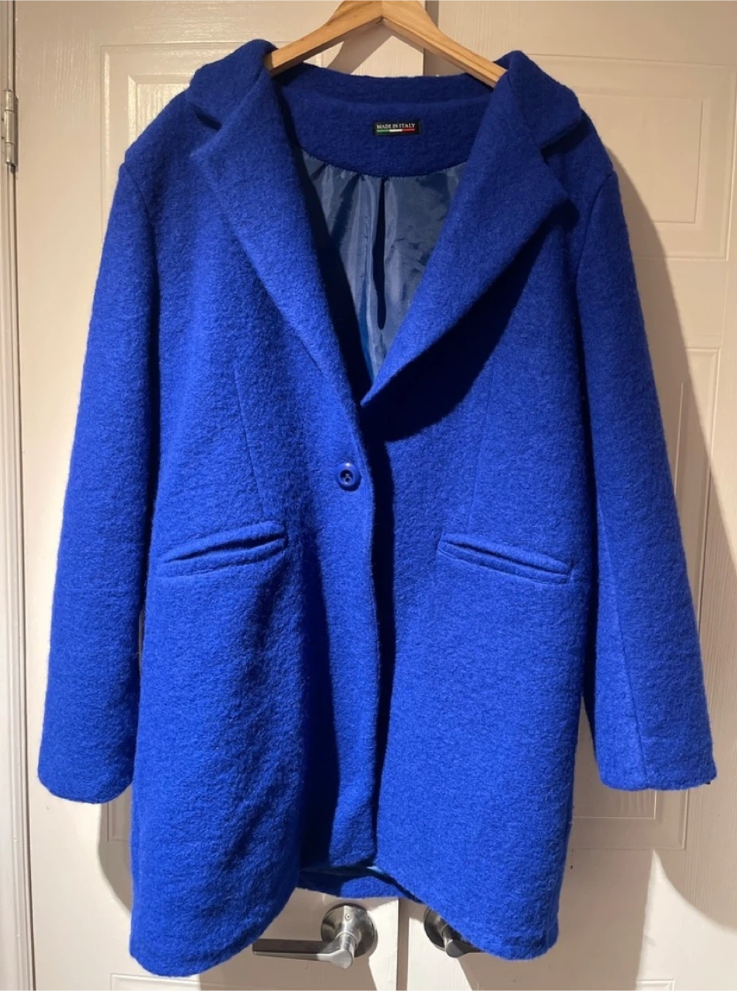 "Made In Italy" Lightweight Blue Wool Blend Coat Size XL/1XL