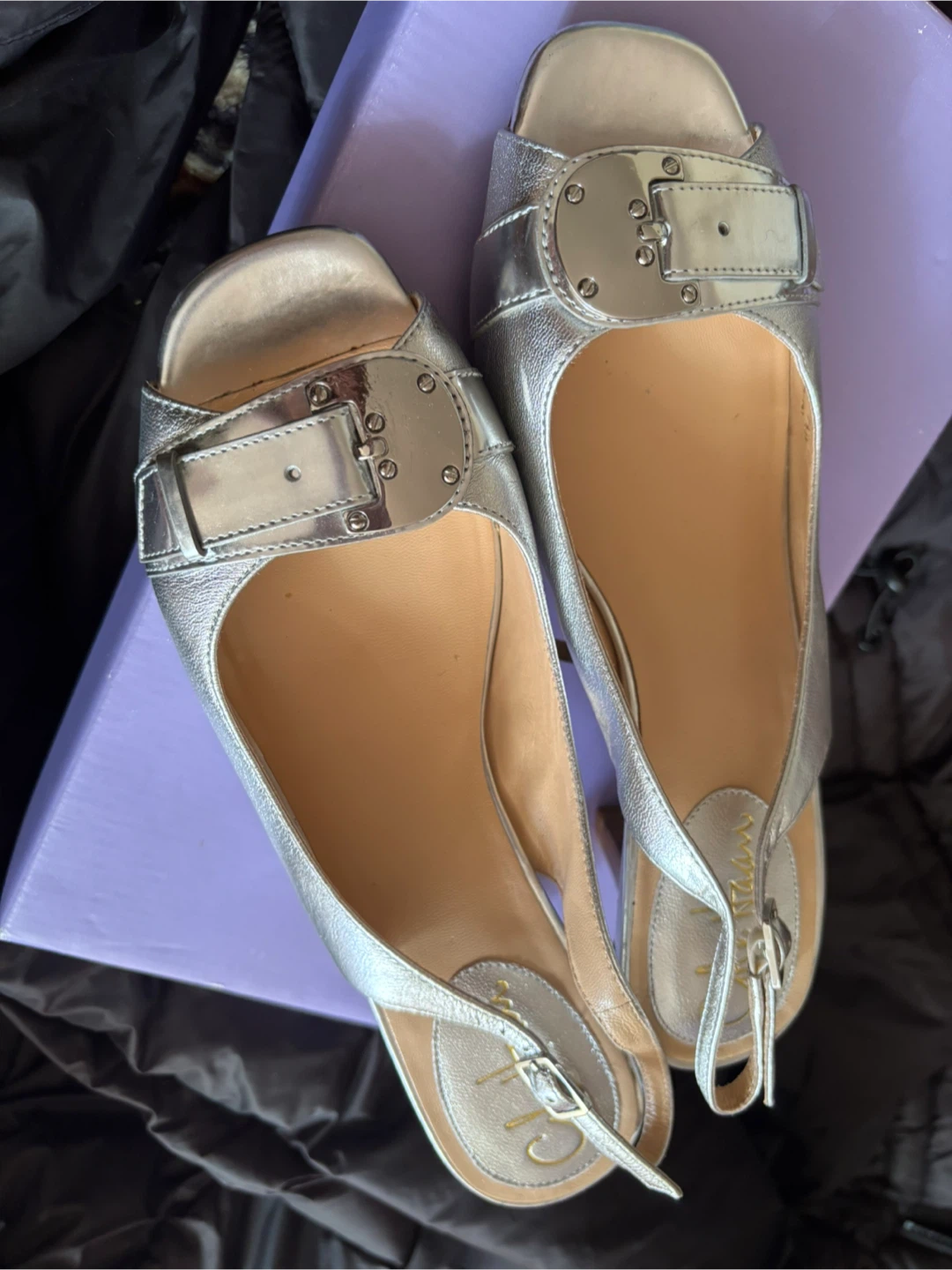 Cole Haan Silver Slingback Heels size 7.5