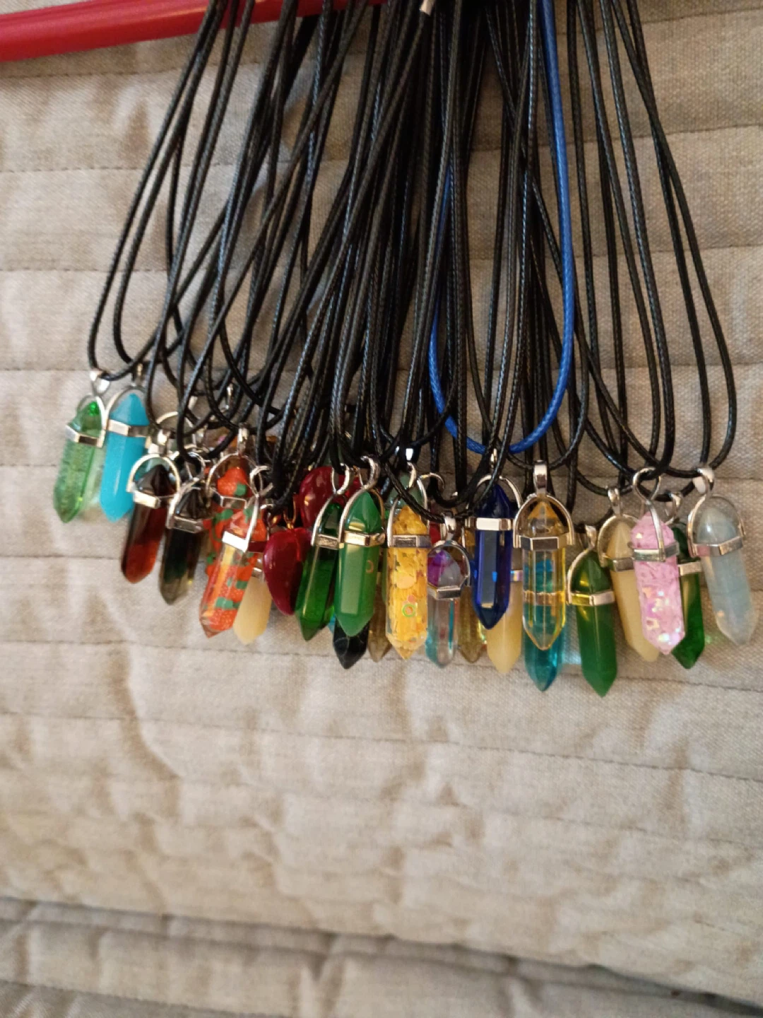 Assorted Crystal Point Pendants on Black Cords - photo 2