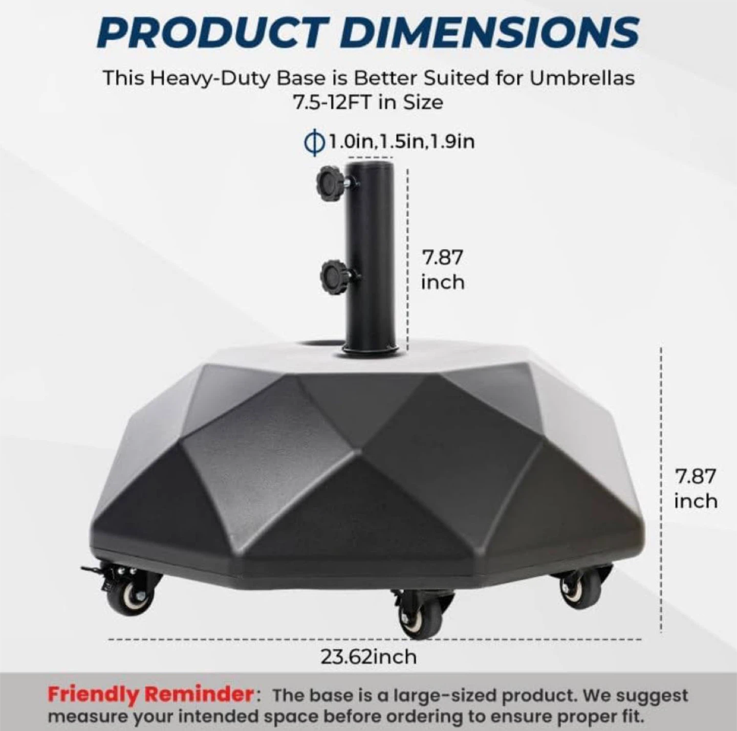 Heavy-Duty Patio Umbrella Base with Wheels – HOMSHADE H16 - photo 2
