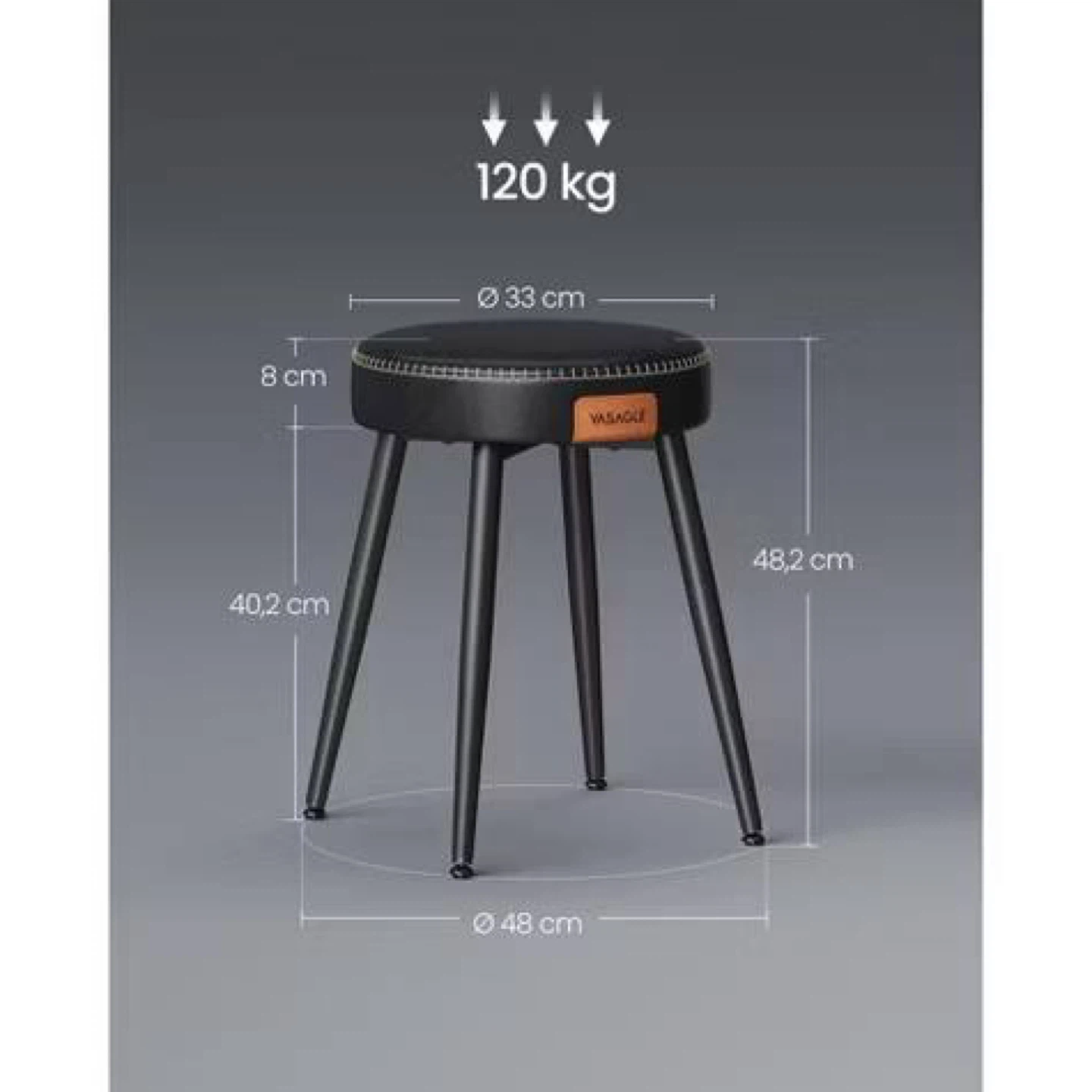 VASAGLE EKHO Dining Chairs / Stools Set of 2 – Black - photo 4