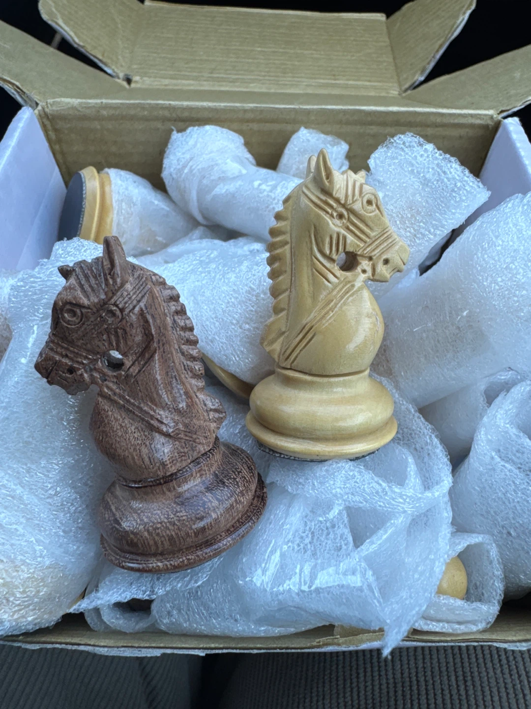 Wooden Chess Knights (Brown & Tan)