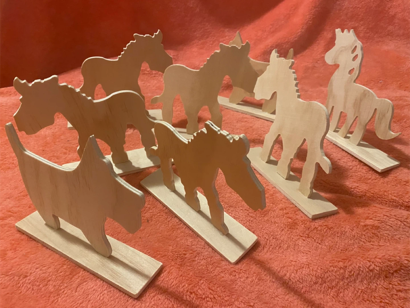 Wooden Horse and Dog Figurines Set