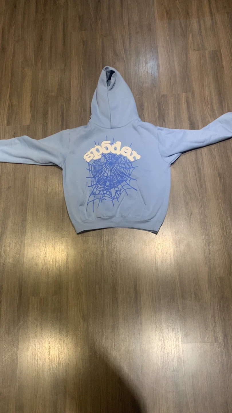 Spider hoodie light blue