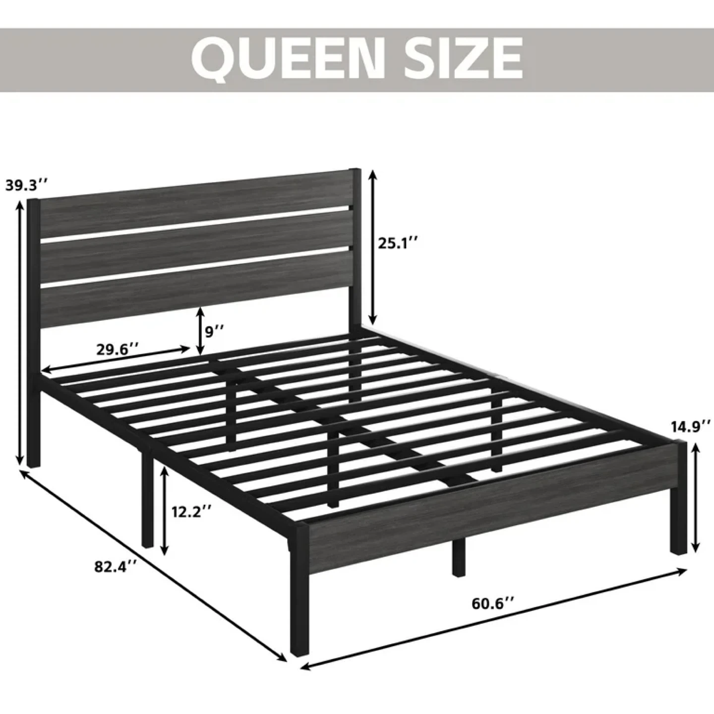 Fluest Queen Size Bed Frame with Headboard and Footboard - photo 2
