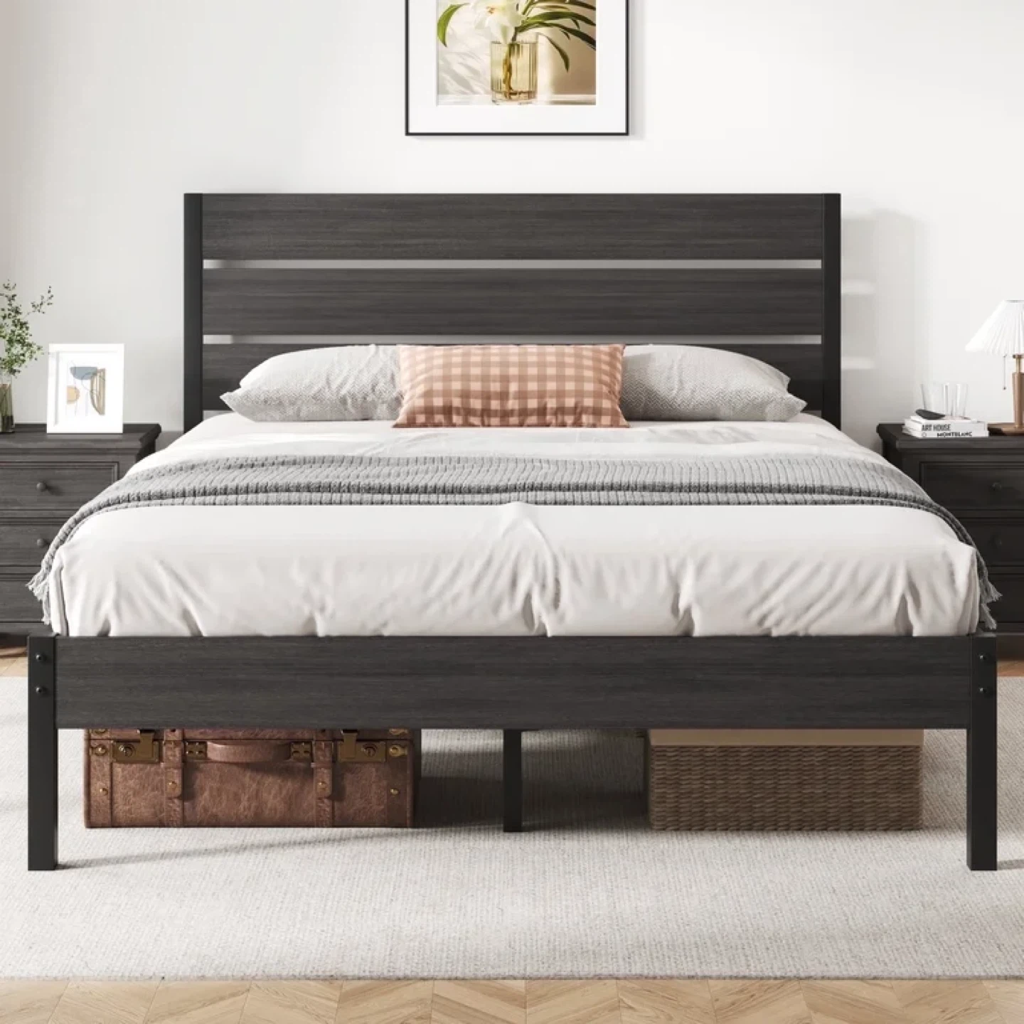 Fluest Queen Size Bed Frame with Headboard and Footboard