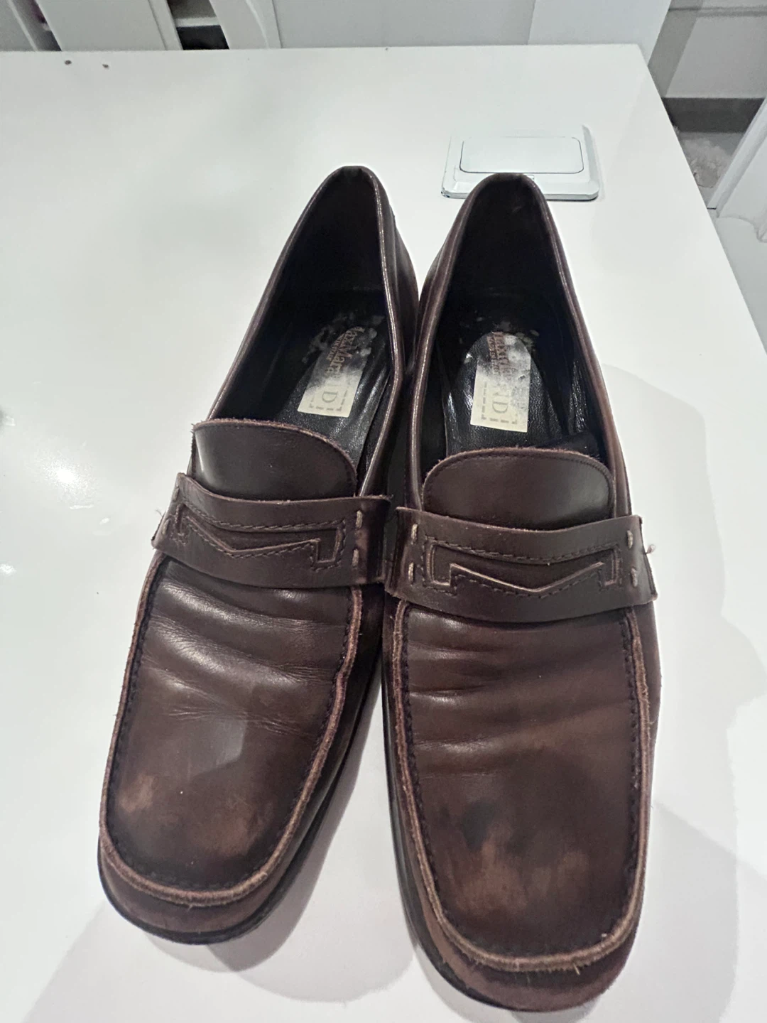 Max Mara real Italian leather dark brown loafers
