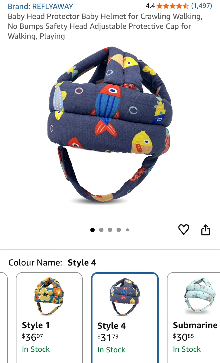 New Baby Head Protector Helmet - Fish Pattern