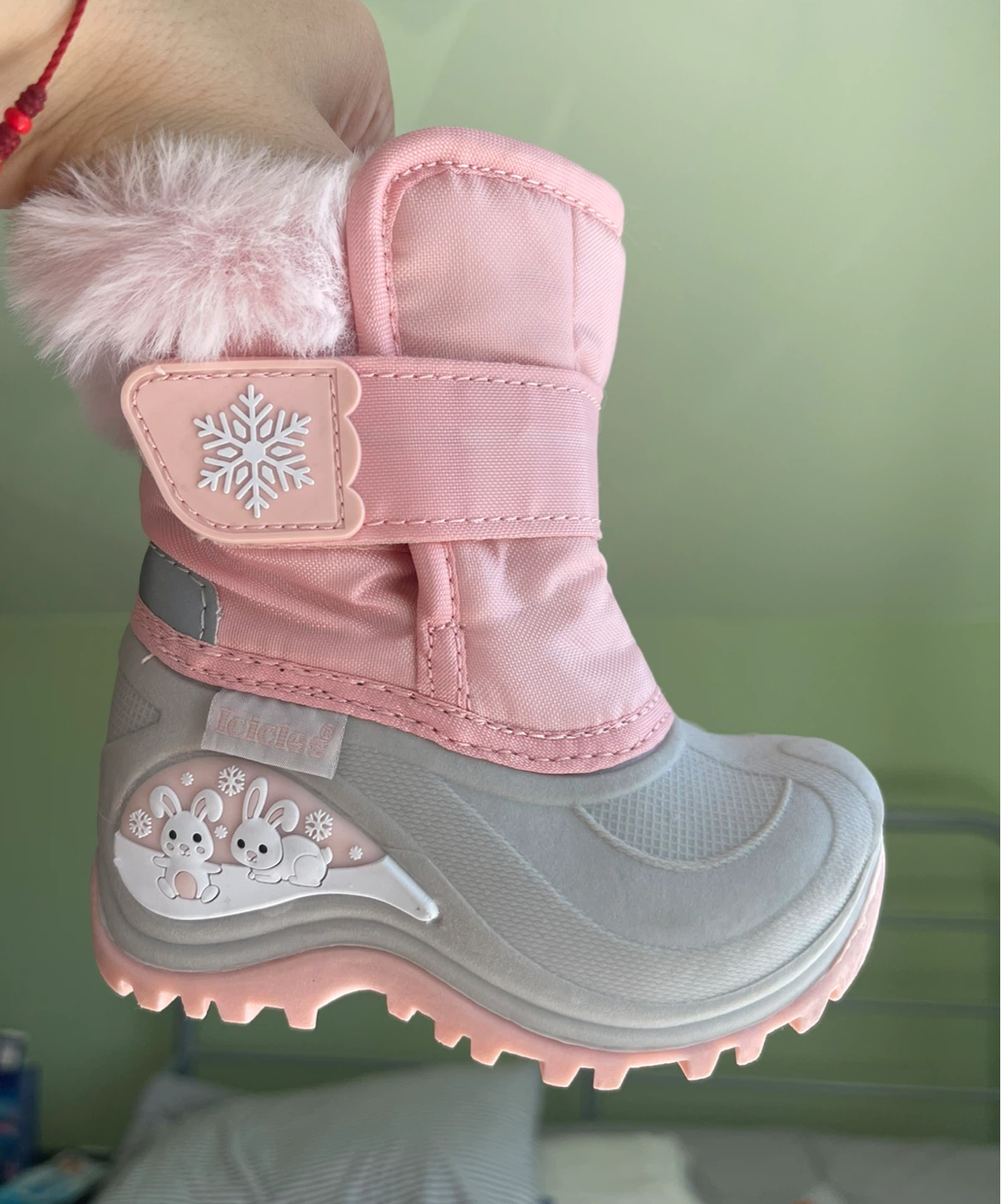 Children's Pink and Grey Winter Boots Size 10 - photo 2