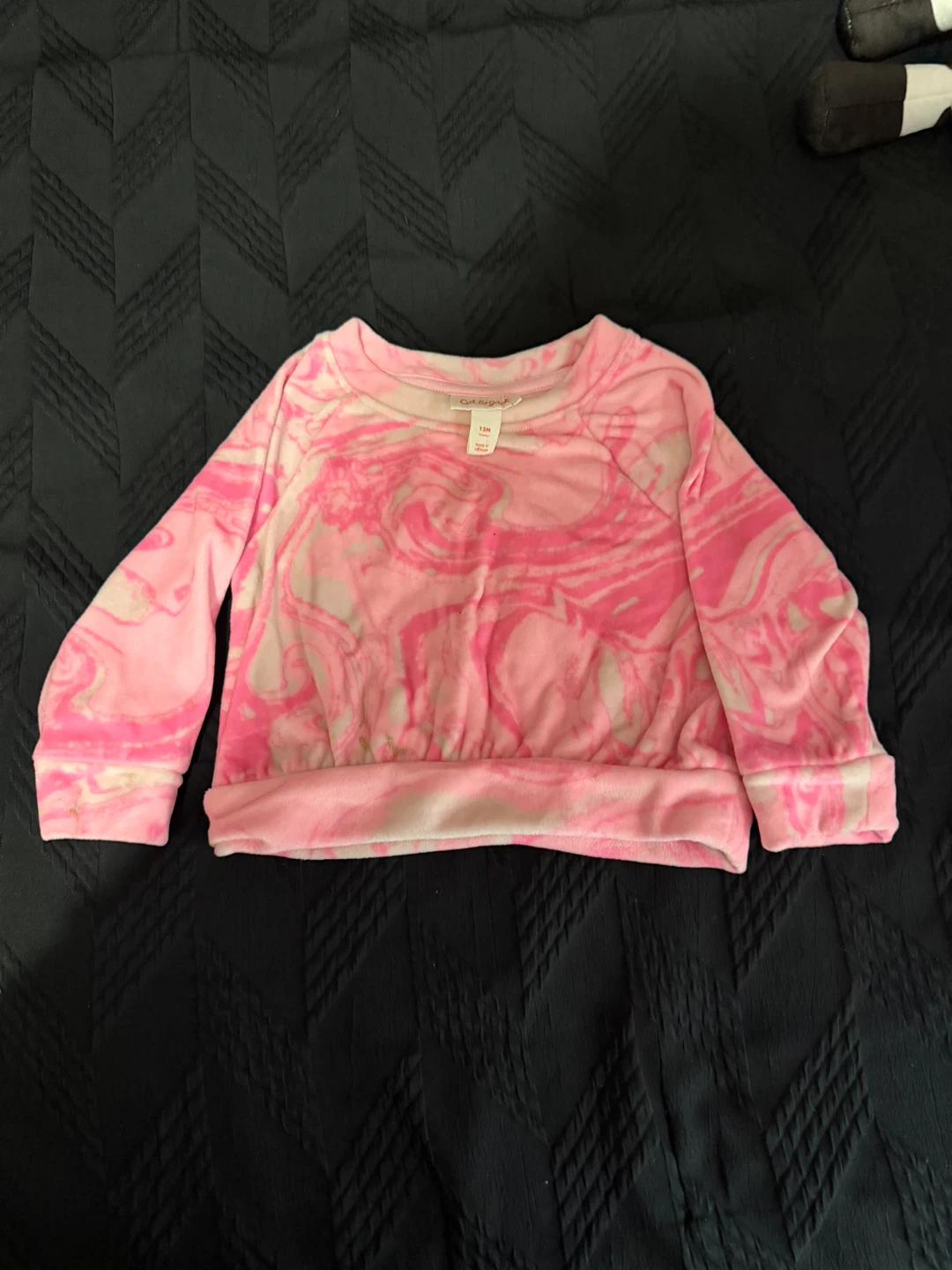 Cat & Jack Pink Swirl Fleece Sweatshirt - 12M