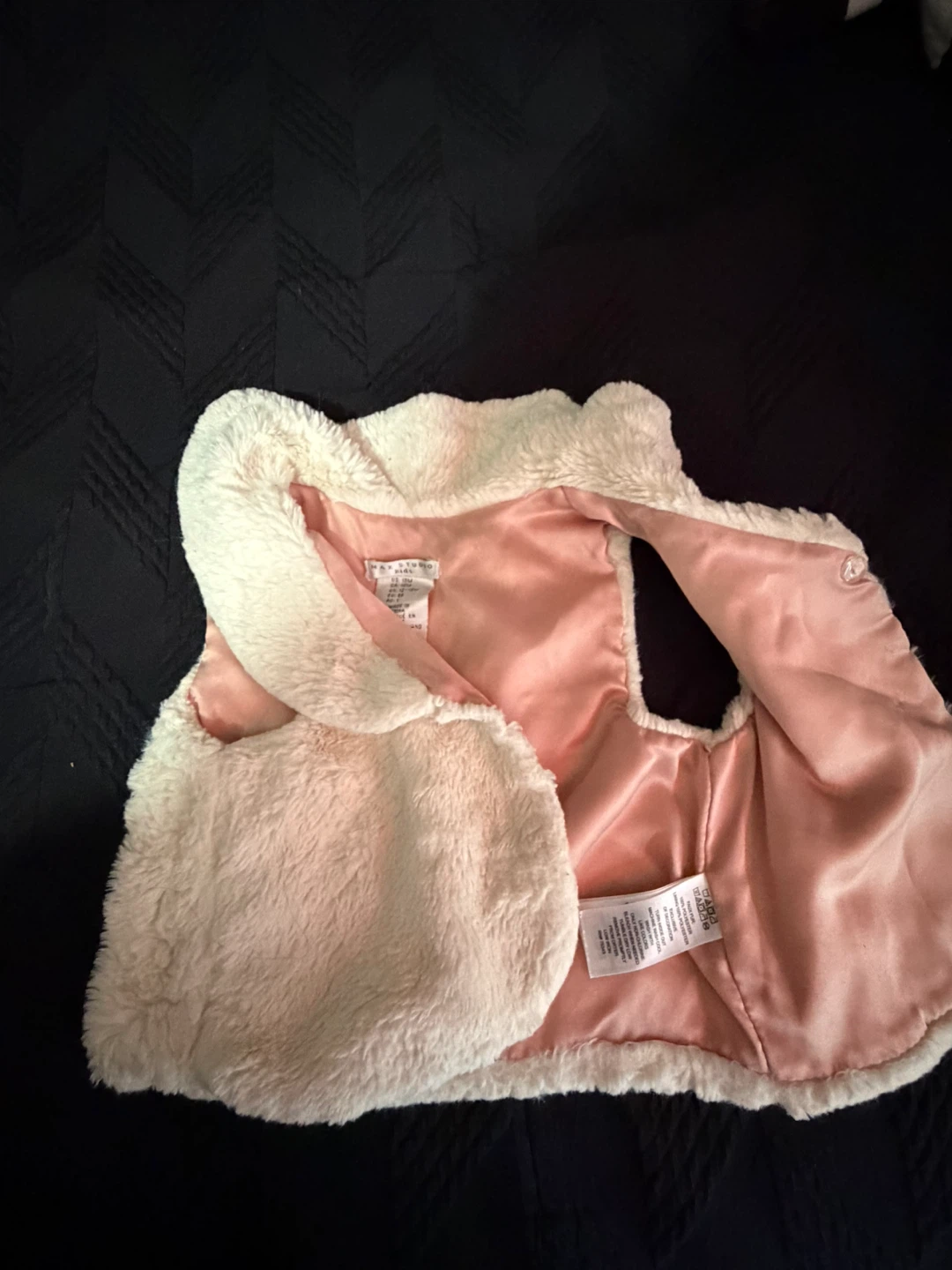 Baby Girl Cream Faux Fur Vest - photo 2