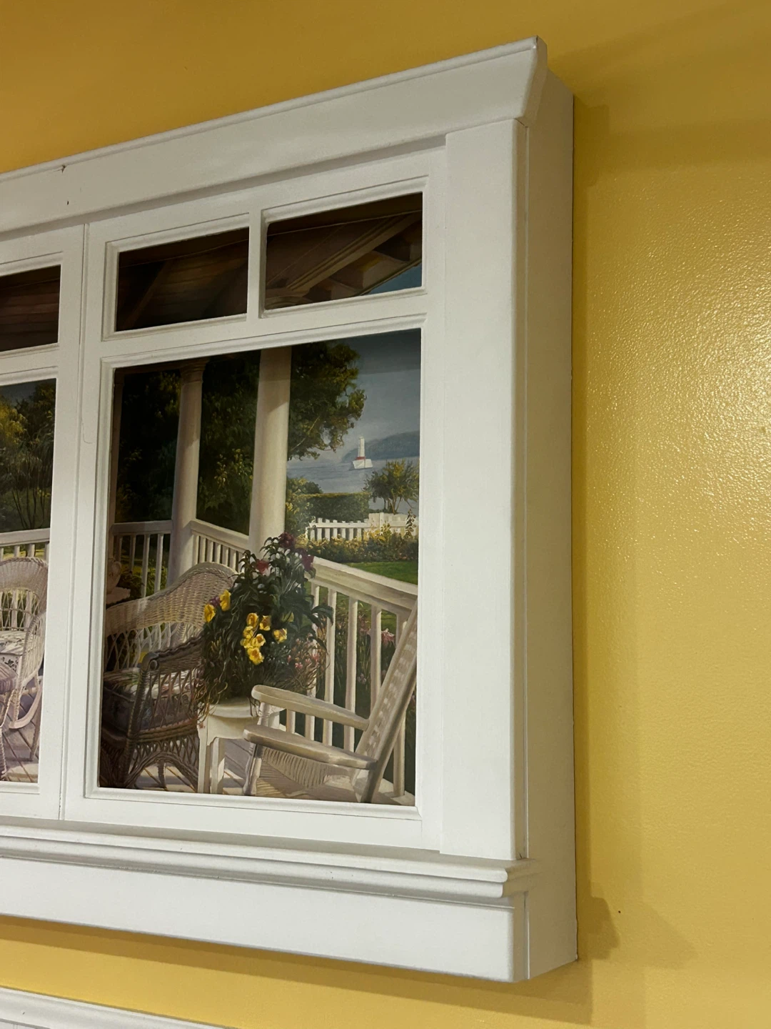 Large Faux Window Wall Art Frame 38” Coastal Porch Scene 🥕 - photo 3