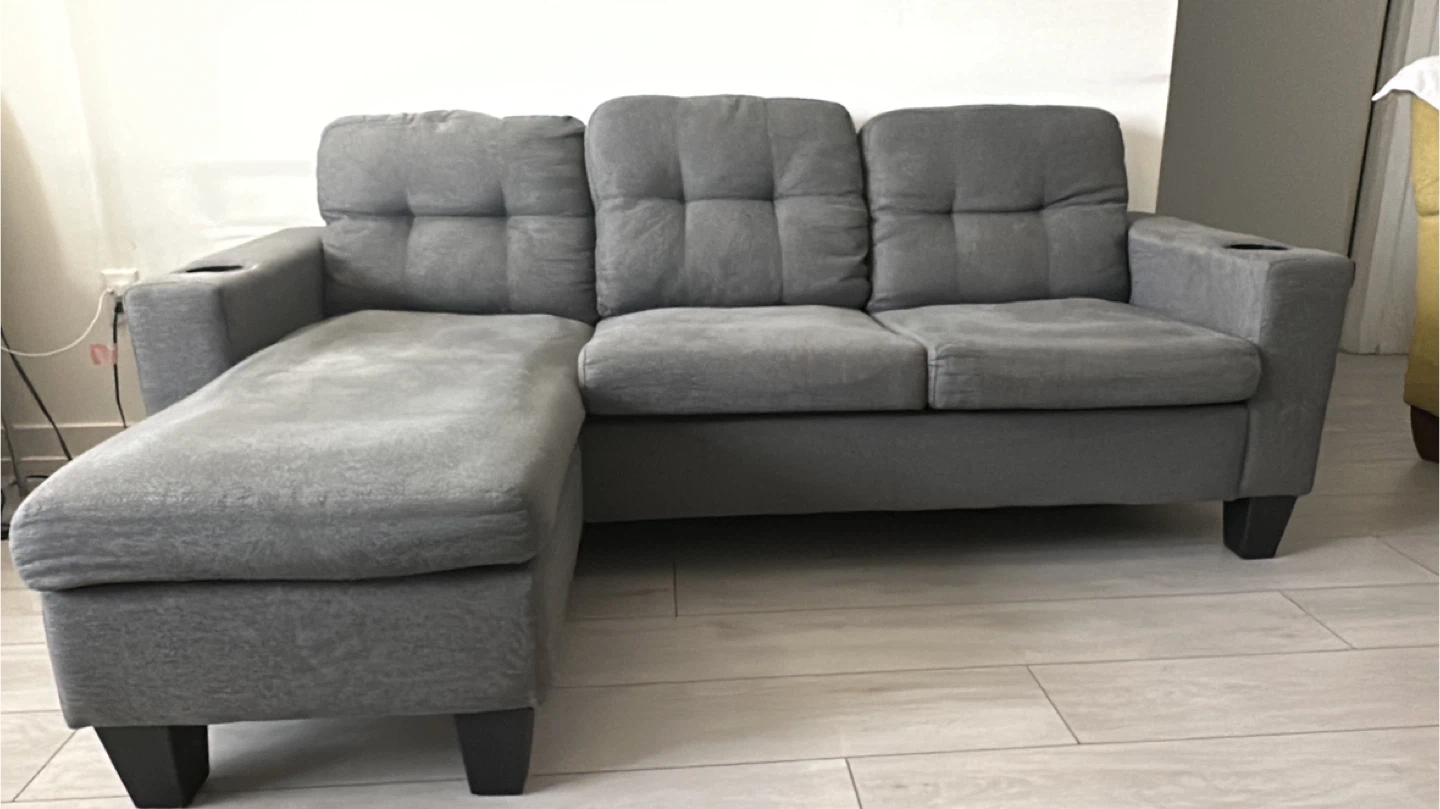 Grey Sectional Sofa with Ottoman