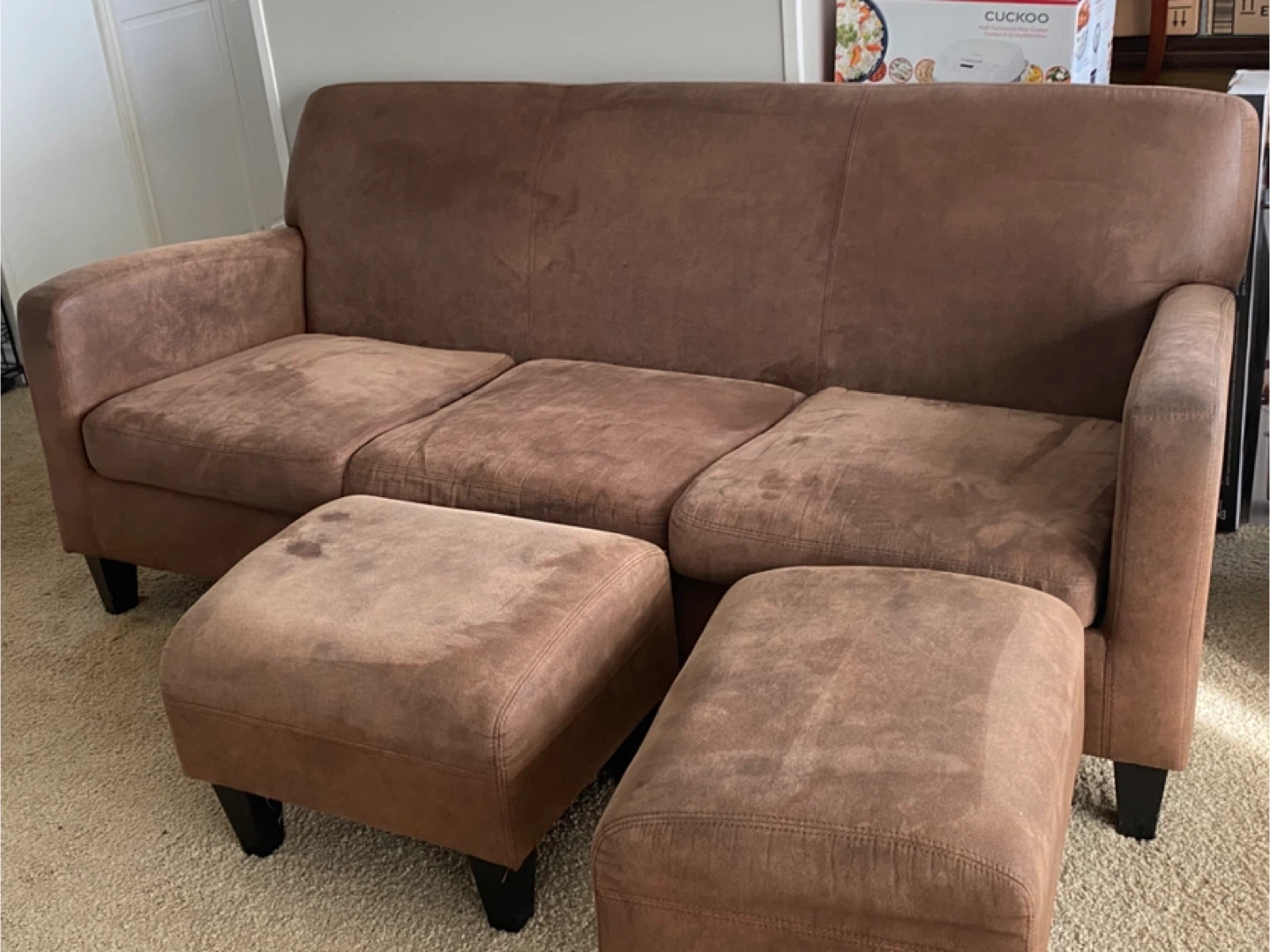 Brown Couch with Ottoman - photo 2