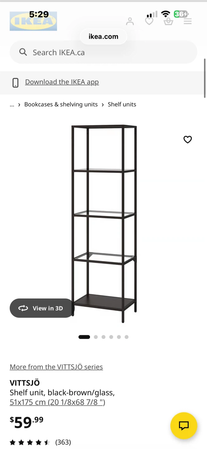 IKEA Vittsjo Shelf Unit - Black-Brown/Glass - photo 3