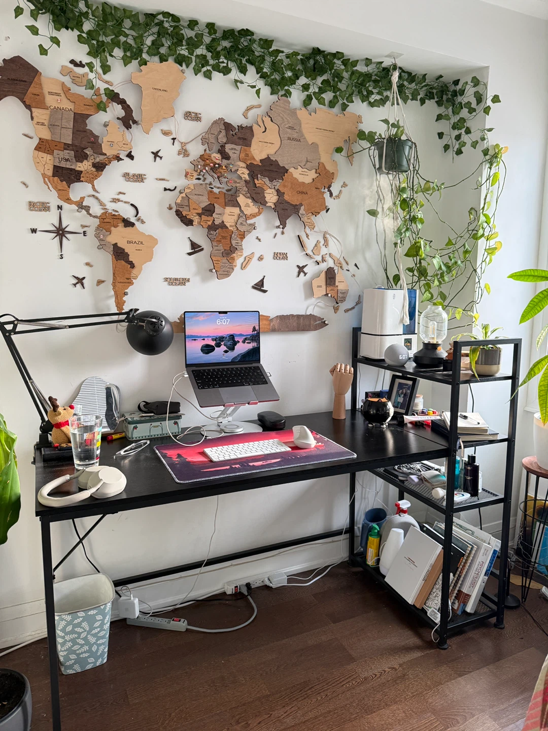 63” Desk with Built-in Shelf Unit