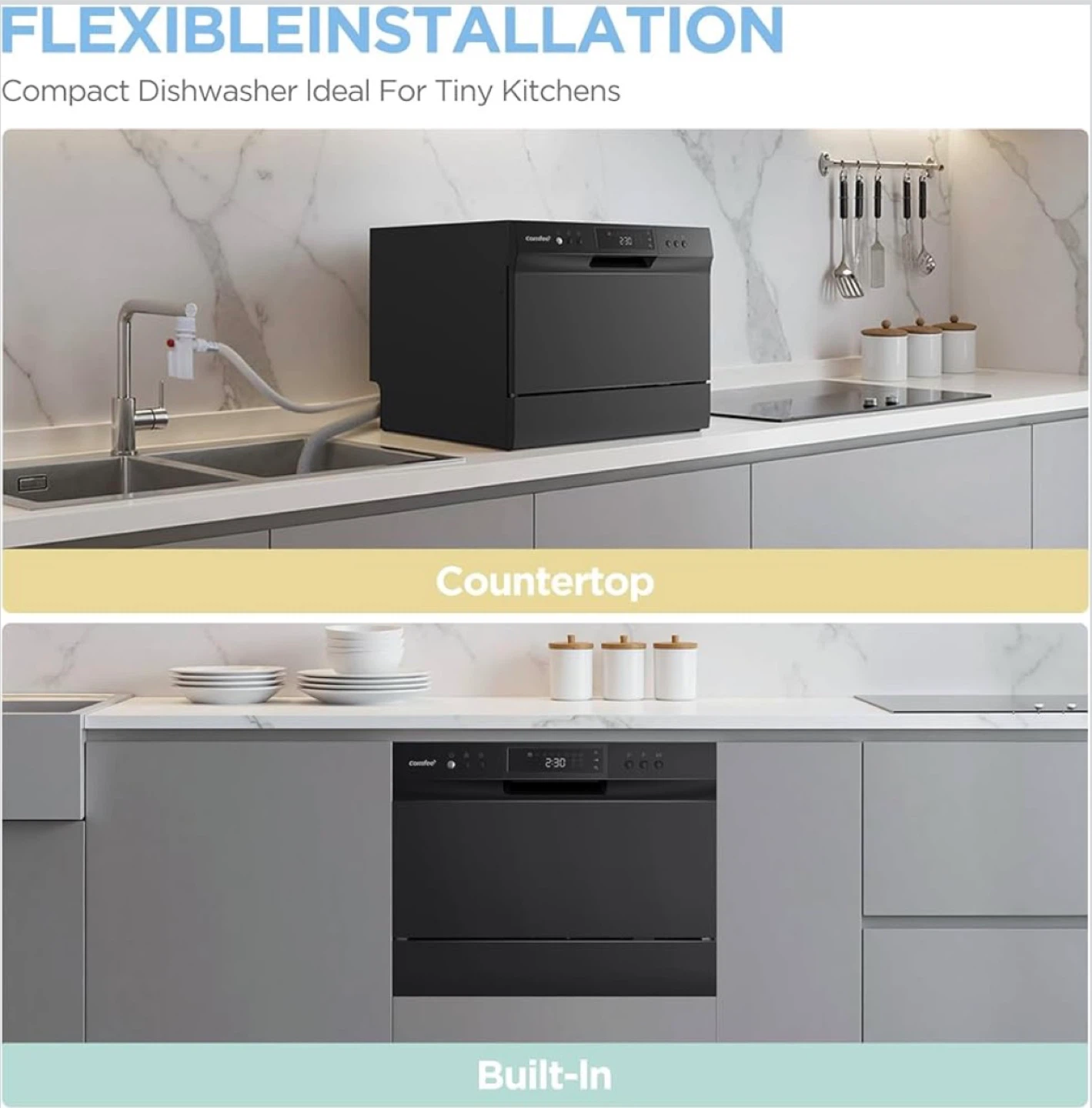Comfee Compact Countertop Dishwasher - Black - photo 2