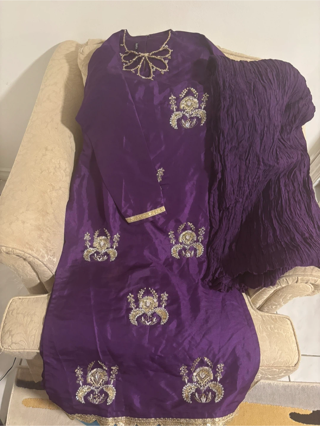 VANYA Purple Embroidered Kurta with garara - photo 2