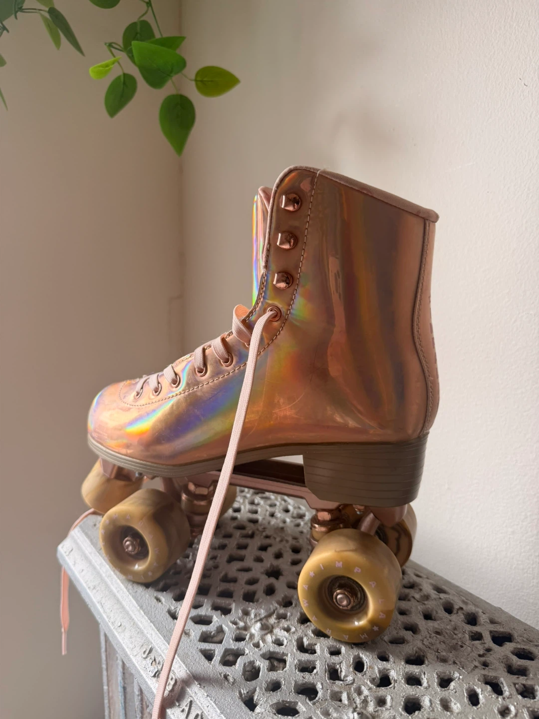 Impala Rose Gold Holographic Roller Skates Women 8