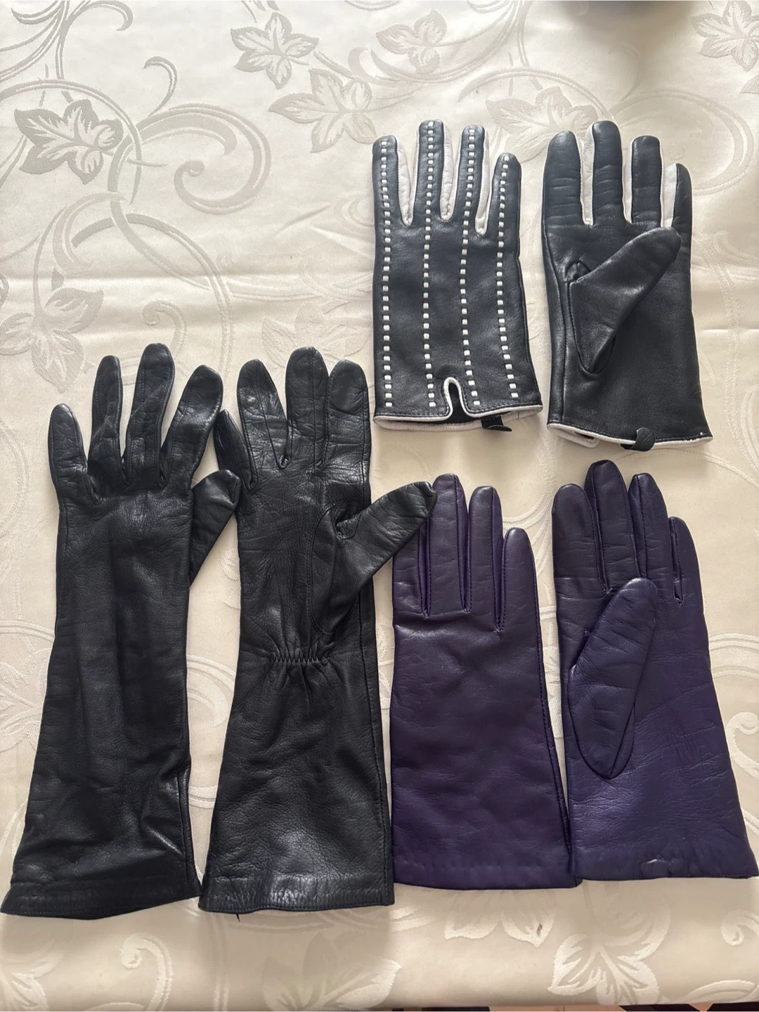 Leather Gloves - 3 pairs S-XS size
