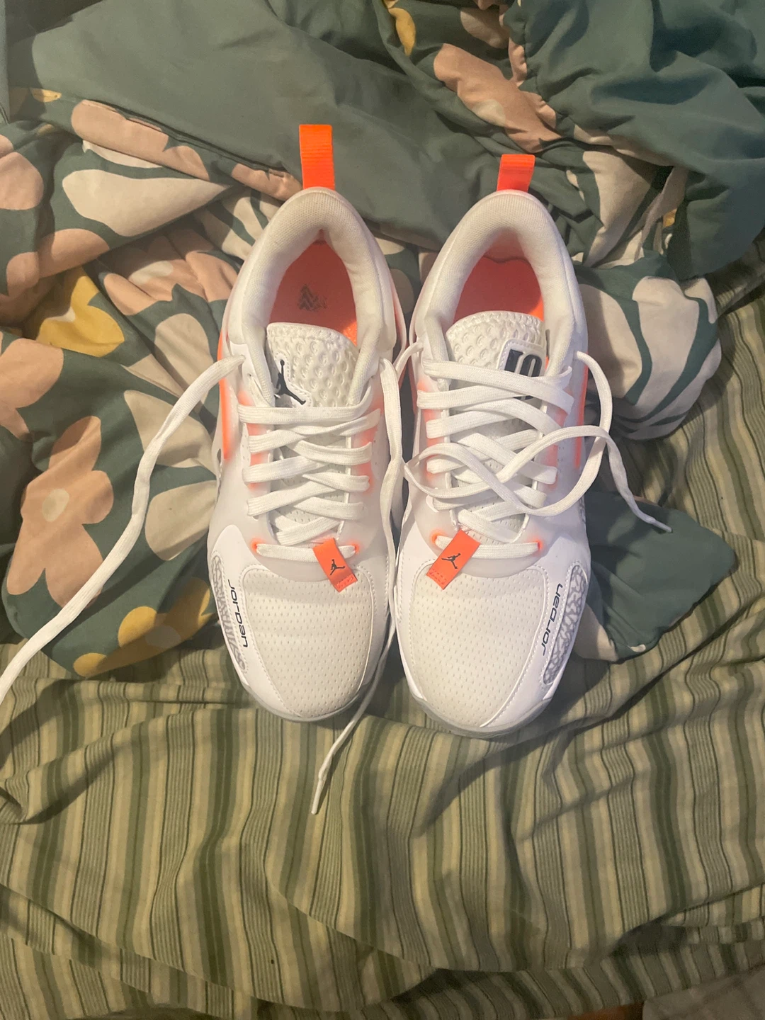 Jordan White & Orange Basketball Shoes