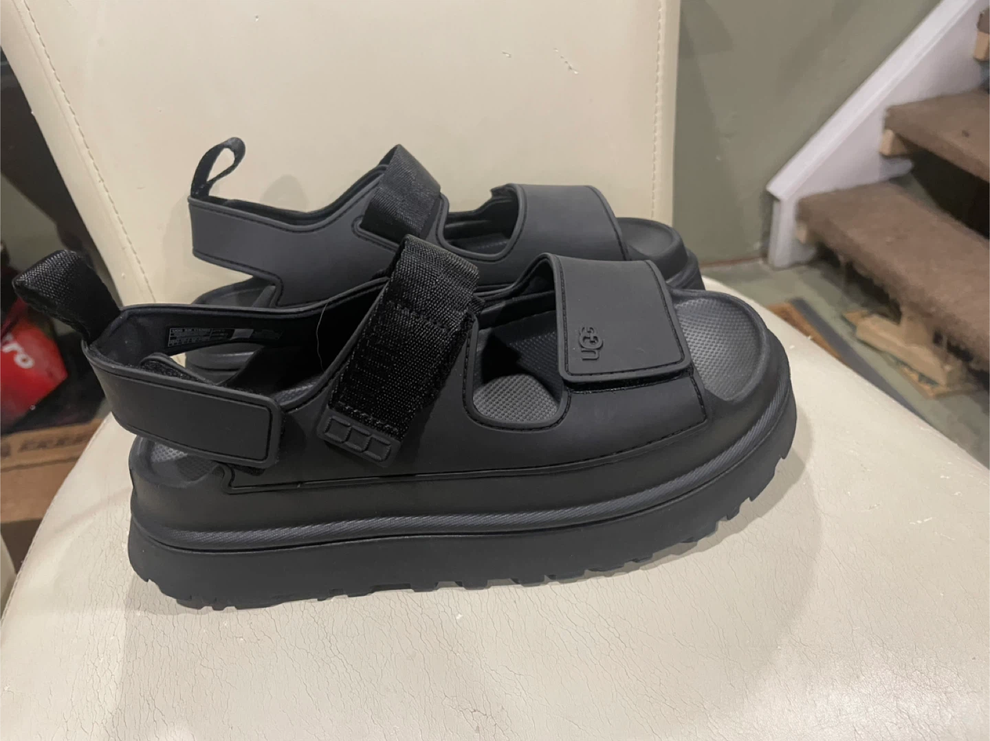 UGG Black Adjustable Strap Sandals