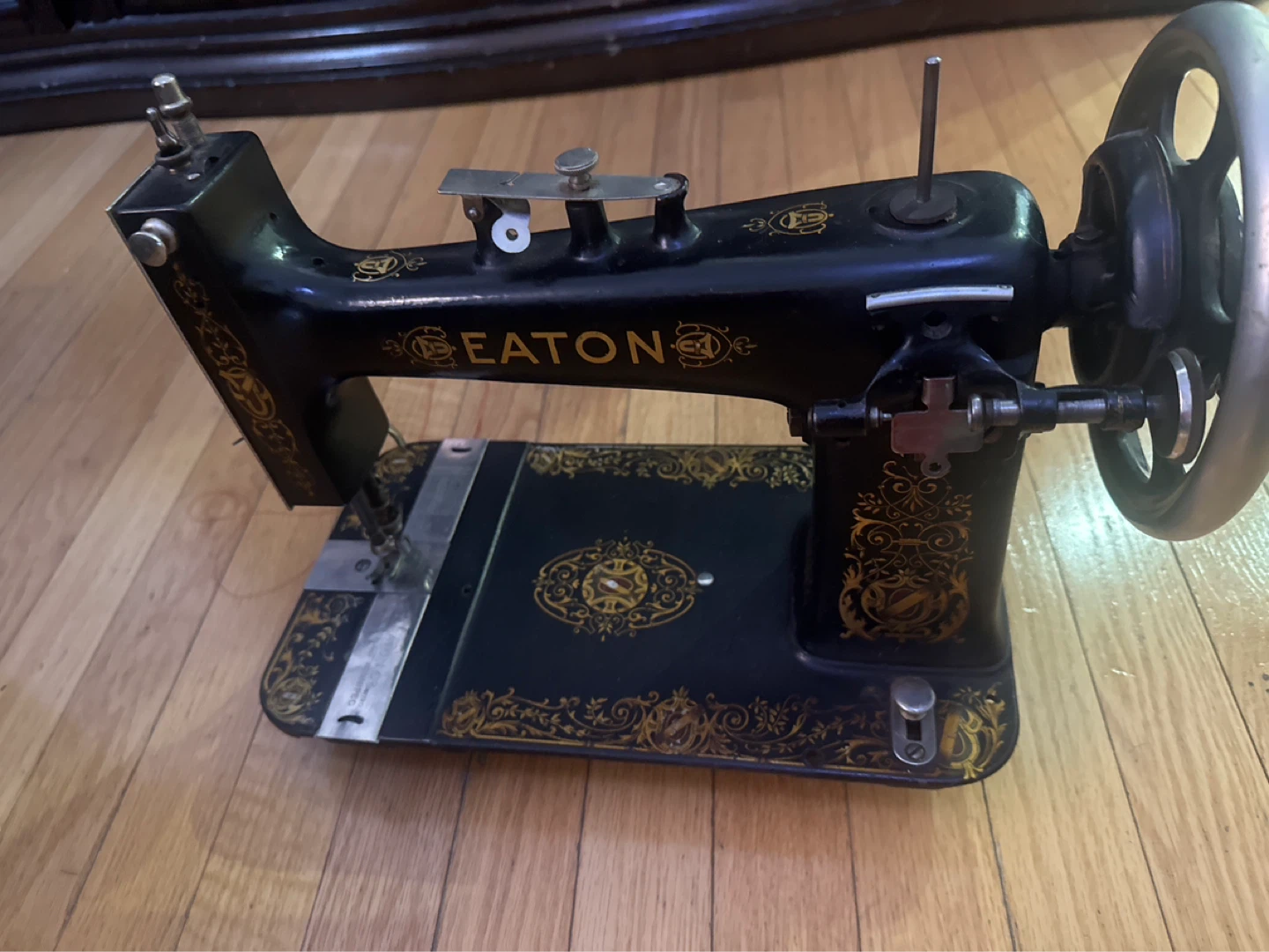 Eaton Black Sewing Machine with Gold Embellishments - photo 2