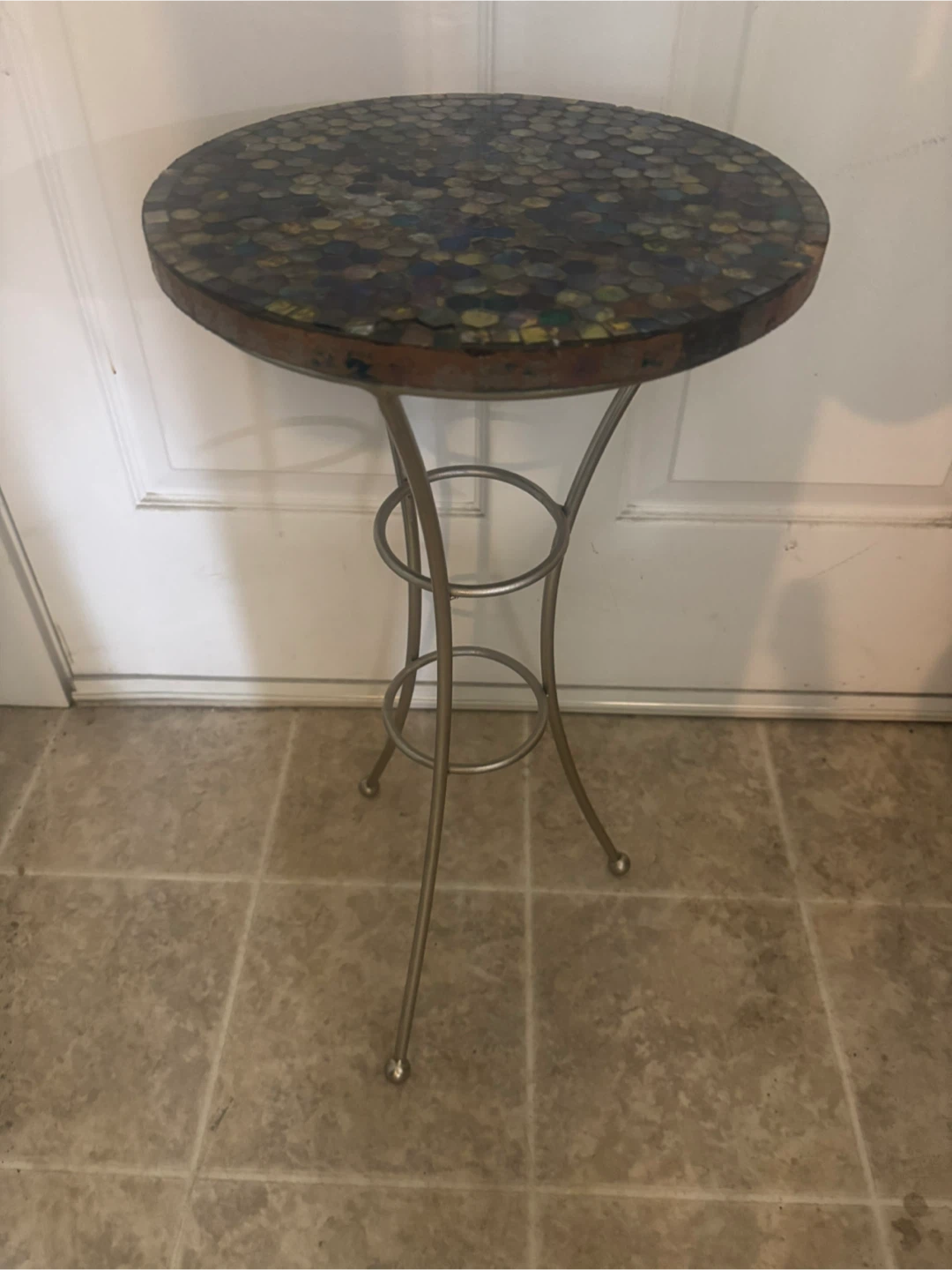 Mosaic Top Round Accent Table