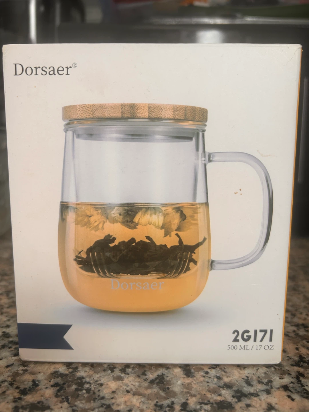 🥕DORSAER 500 ML Borosilicate Glass Tea Mug with Bamboo Lid