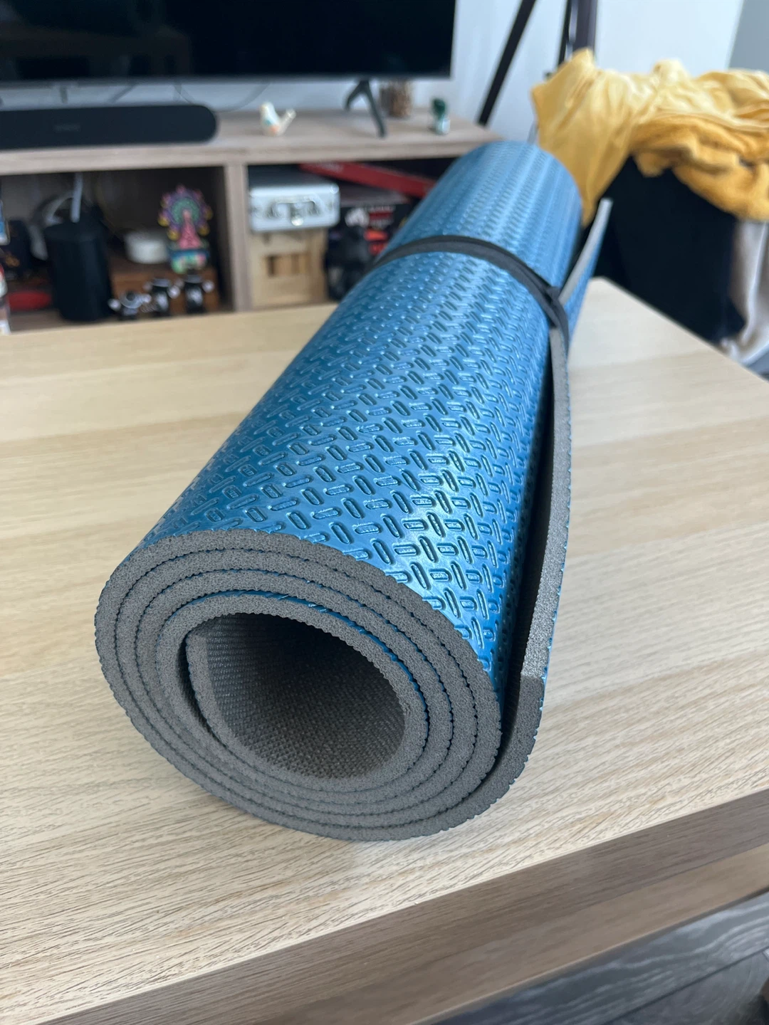 Blue Yoga Mat with Strap