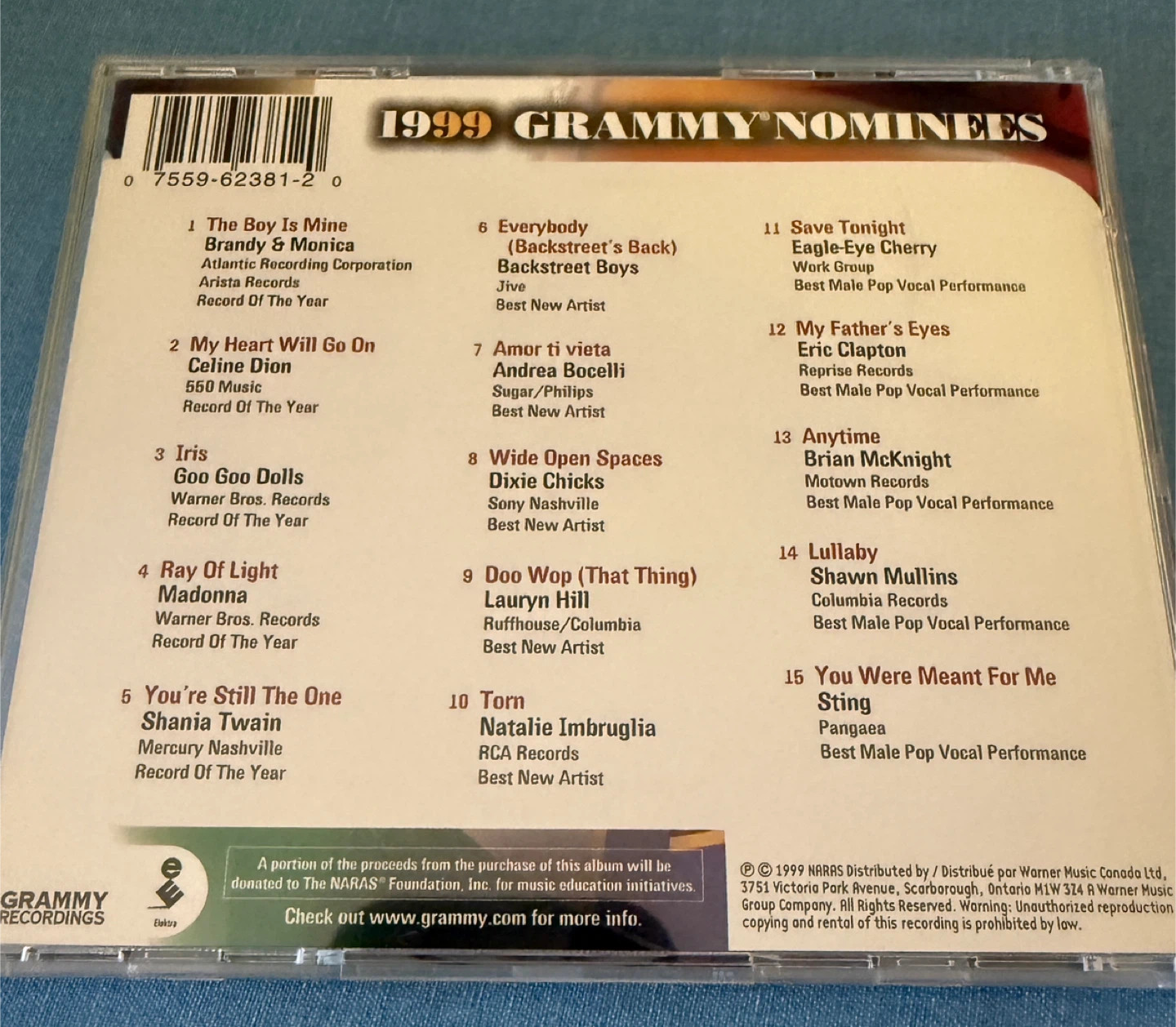 1999 Grammy Nominees CD 🥕 - photo 2