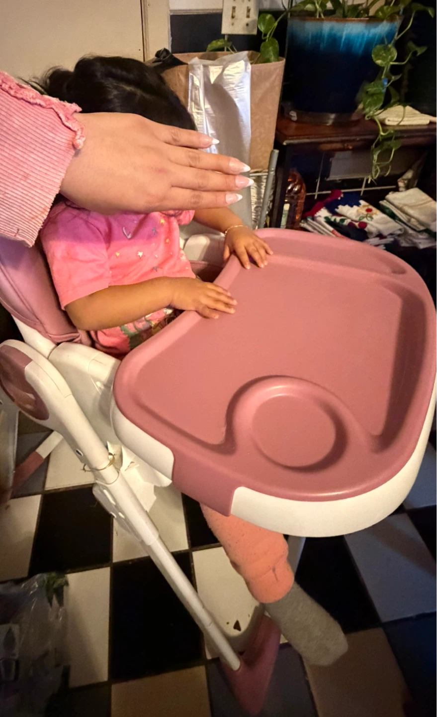 Pink Adjustable Baby High Chair with 5-point Harness - photo 4