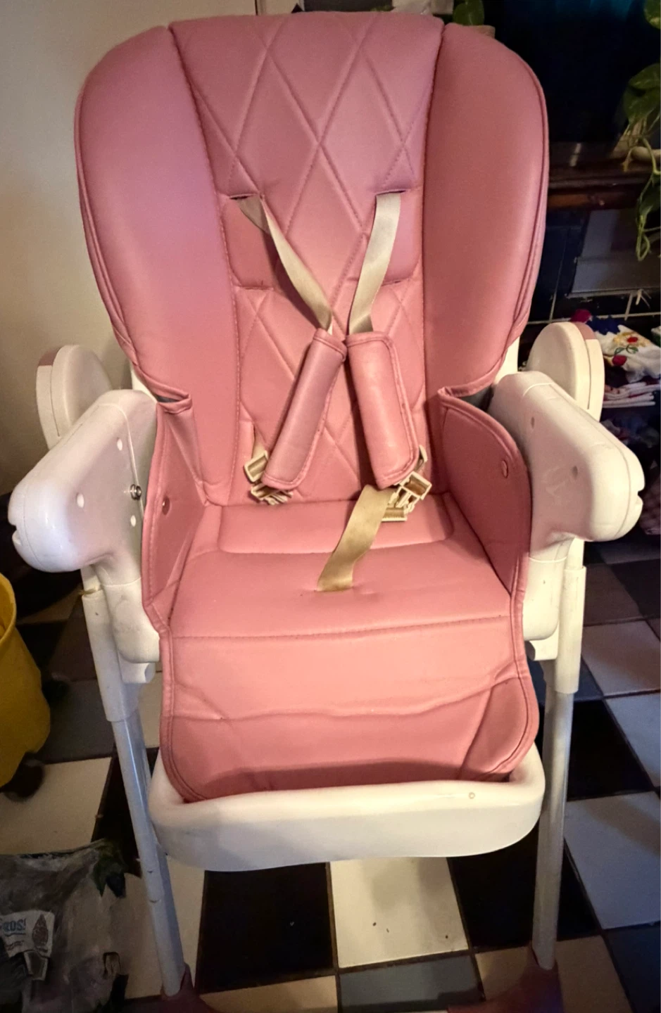Pink Adjustable Baby High Chair with 5-point Harness - photo 5