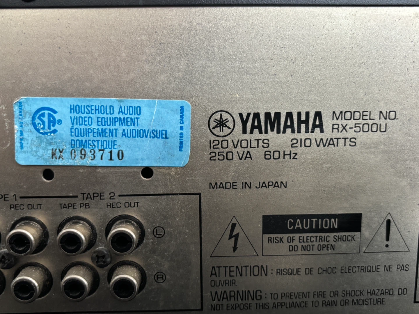 Yamaha RX-500U Natural Sound Stereo Receiver - photo 5