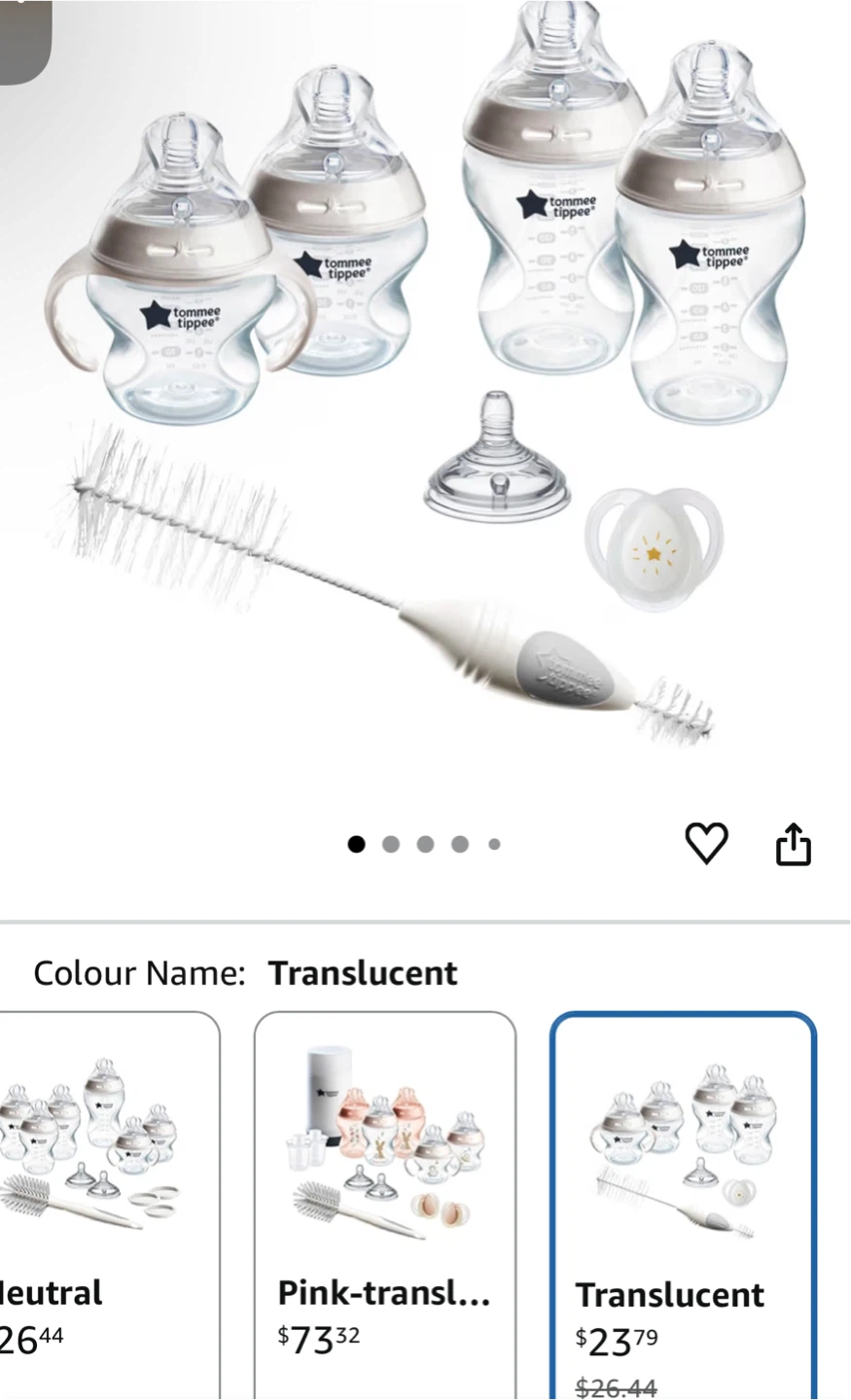 Tommee Tippee Anti-Colic Baby Bottles - Translucent Set