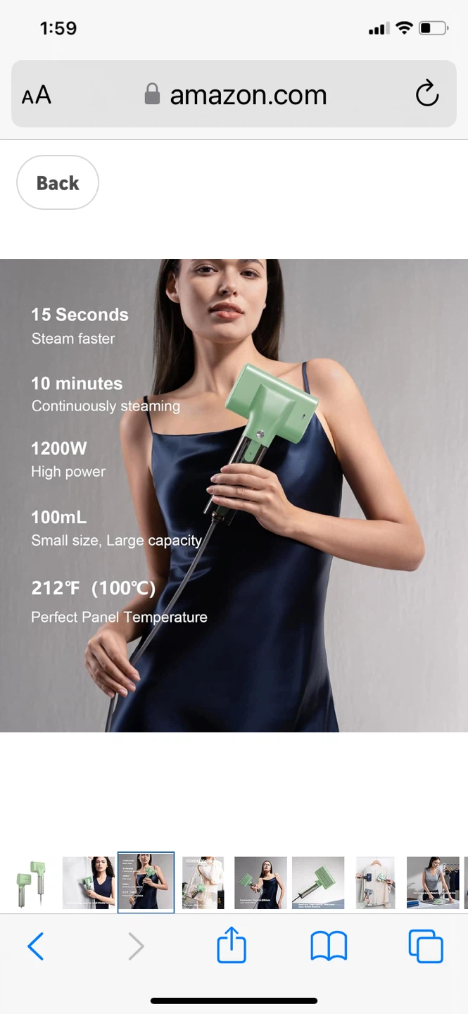 G10 Pro Mini Garment Steamer for Clothes - Green - photo 3