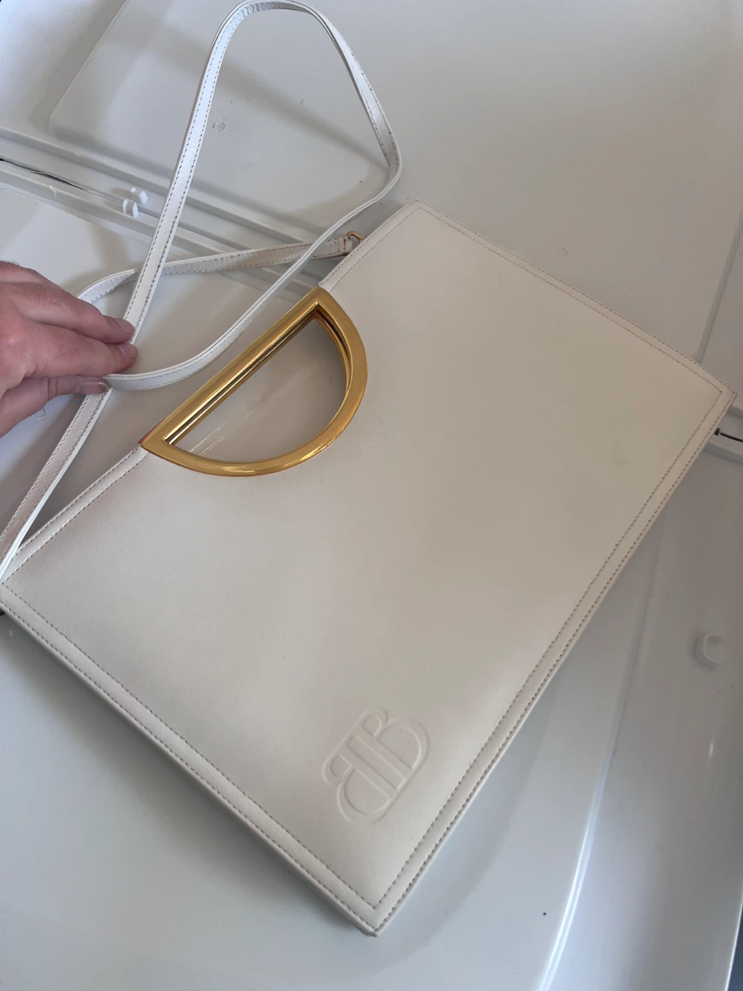 Bibawy White Leather Handbag